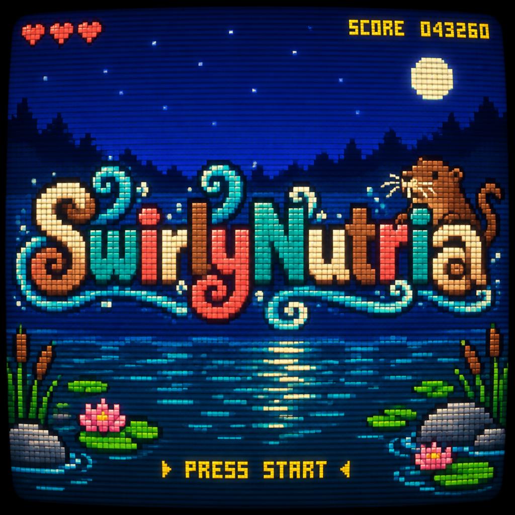 "SwirlyNutria" — Pixel Art text effect