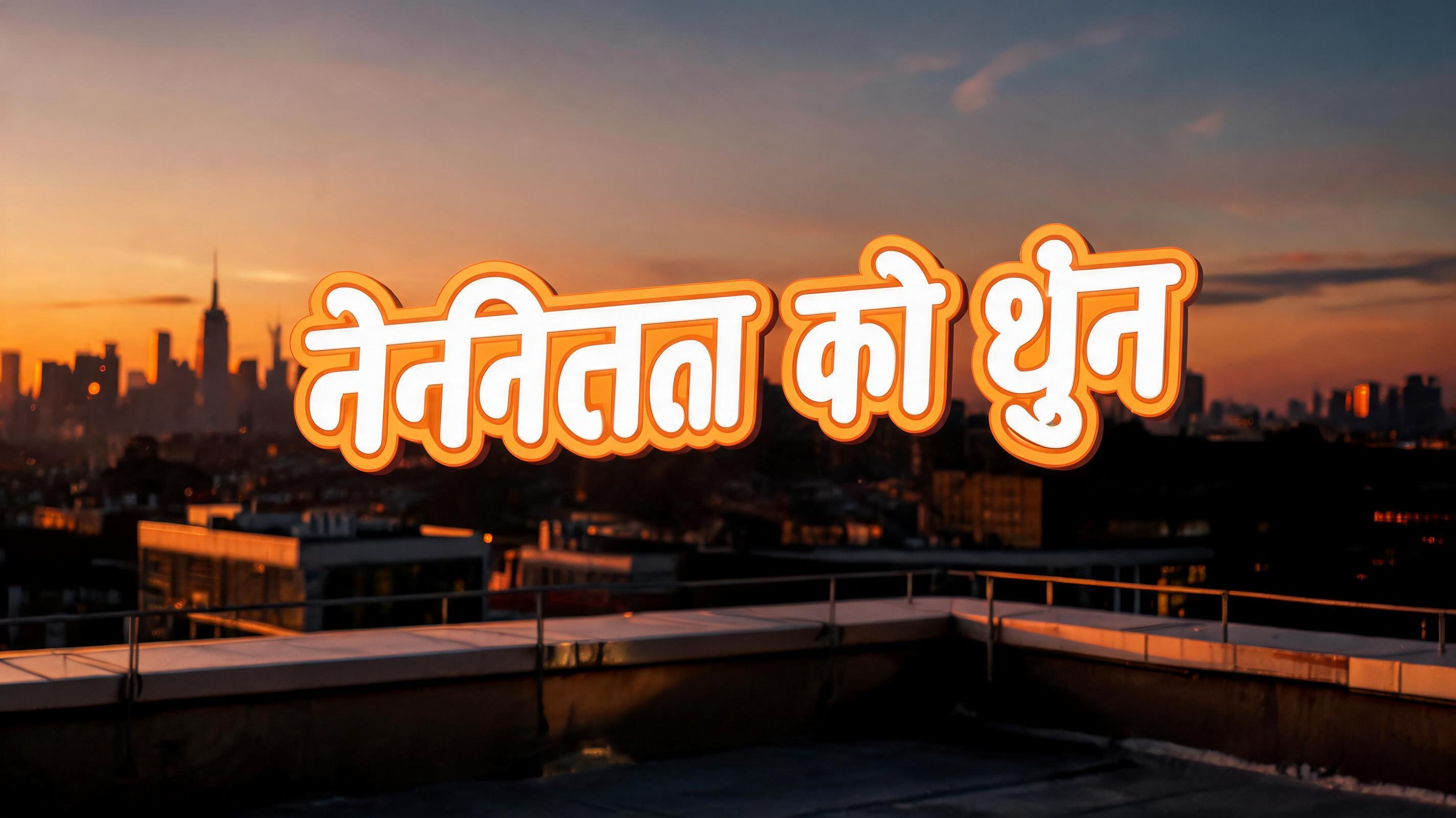 "नैनीताल की धुन" — Cyberpunk Electric Neon text effect