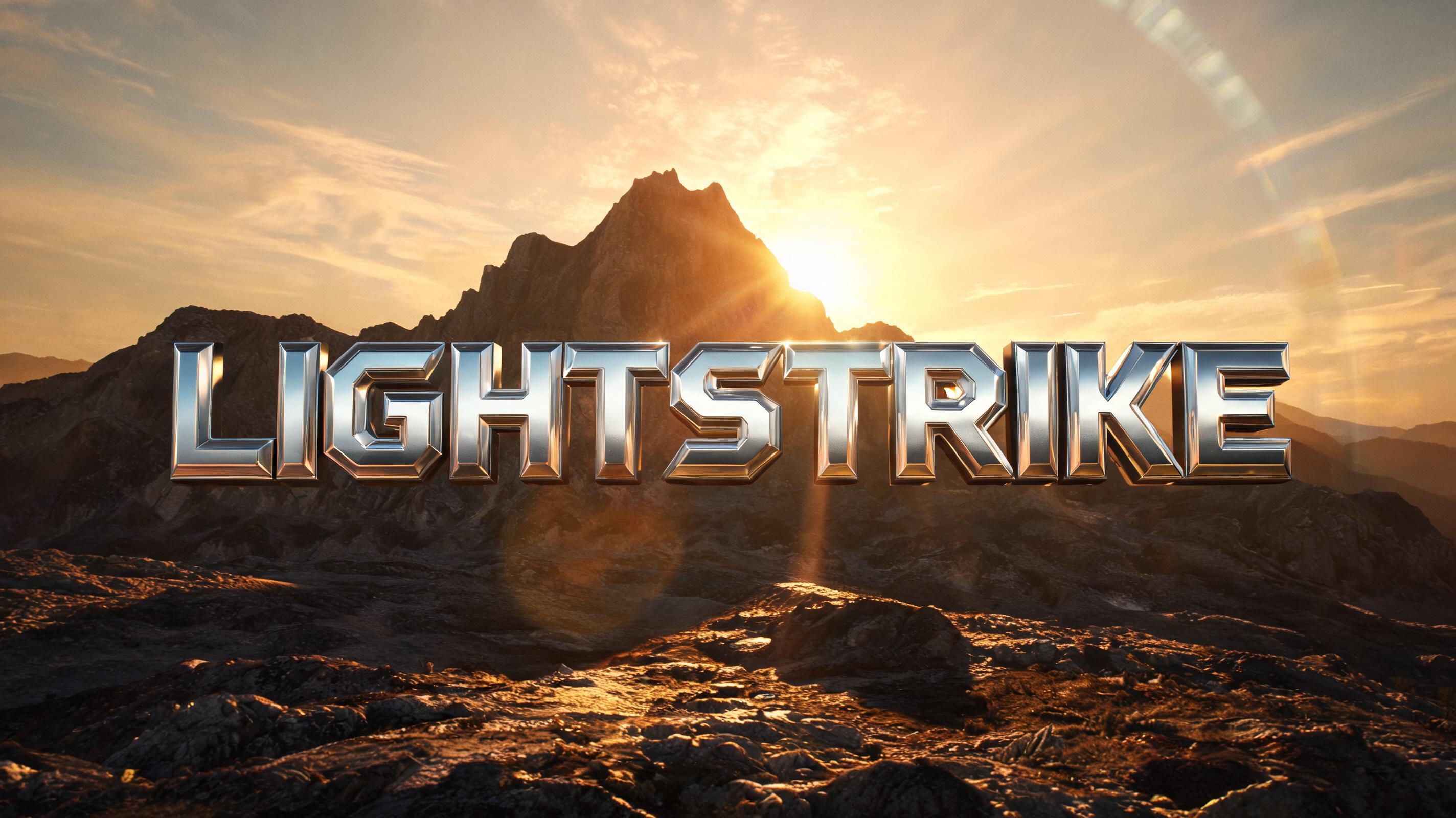 "LIGHTSTRIKE" — Chrome Metal 3d | AI Text Effect Generator