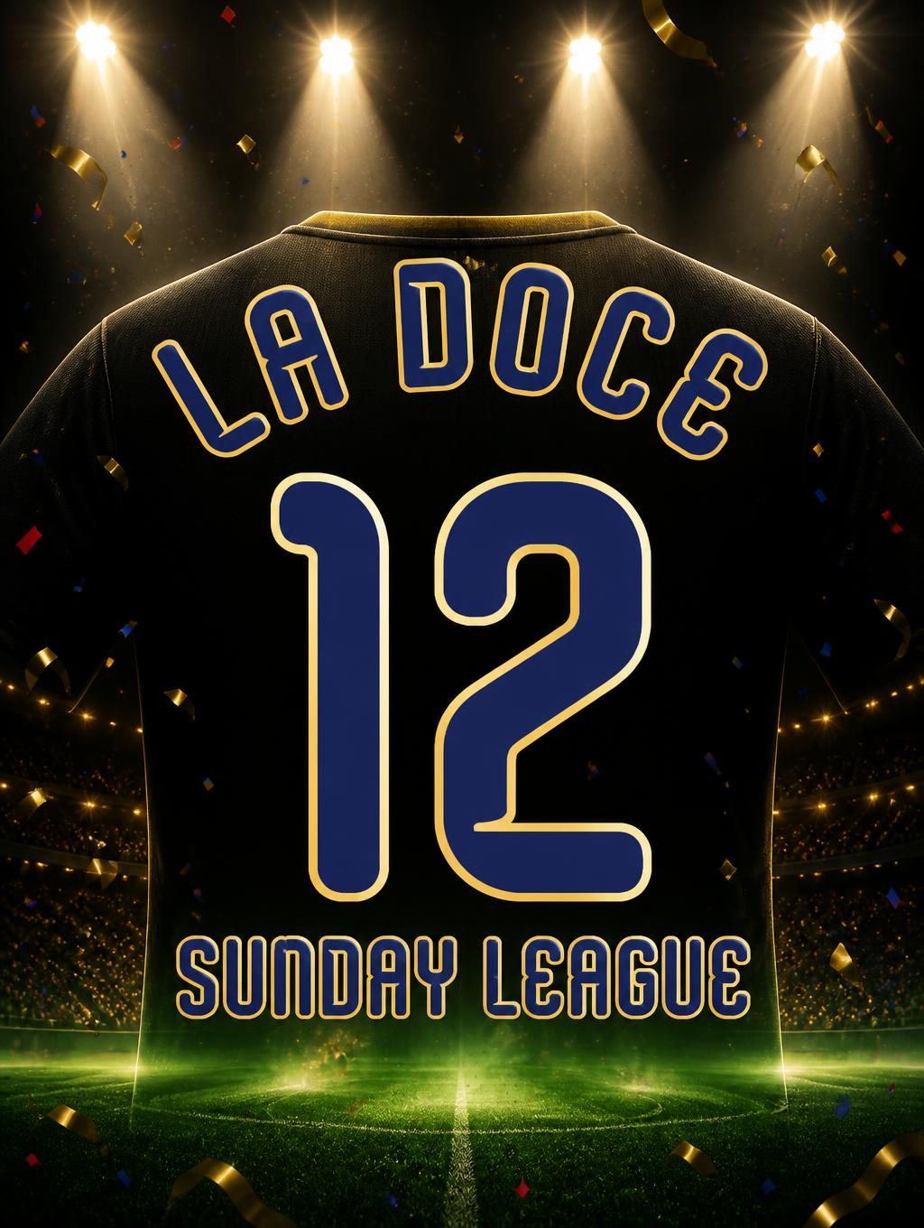 "LA DOCE
12
SUNDAY LEAGUE" — Sports Football | AI Text Effect Generator