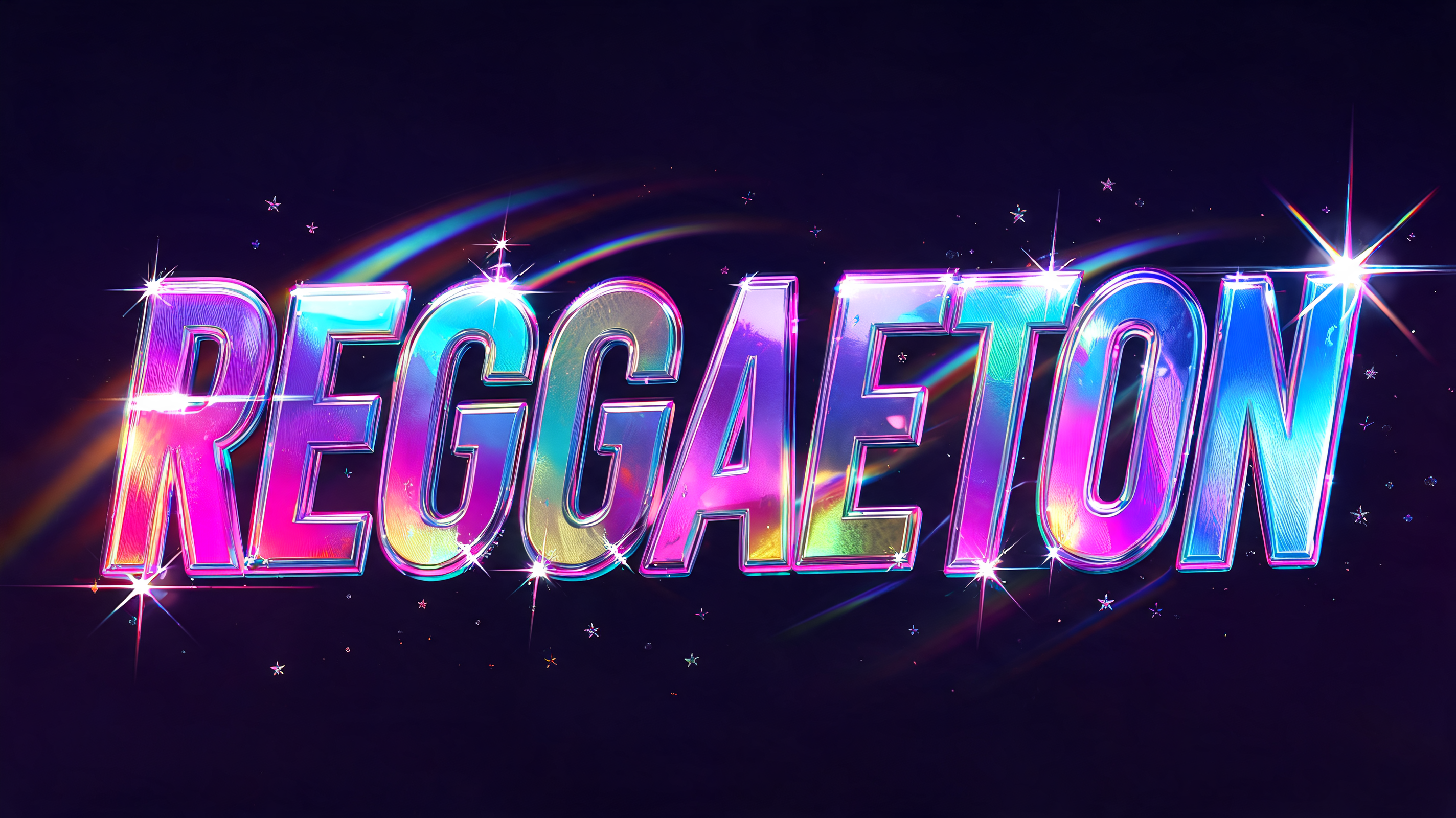 "REGGAETON" — Y2k Holographic text effect
