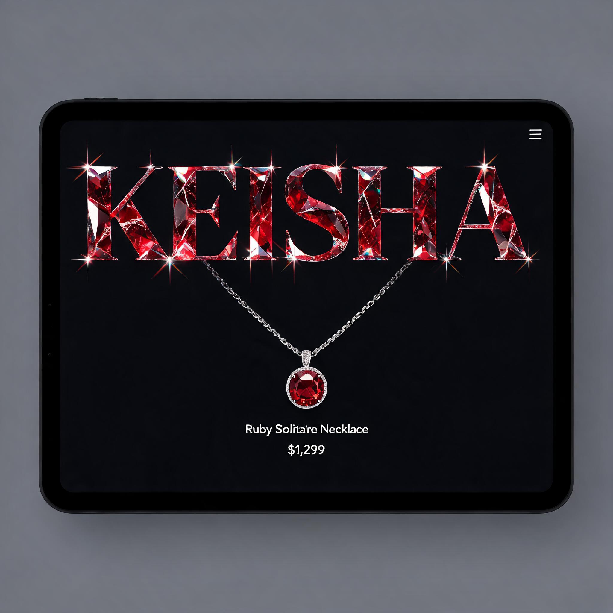 "KEISHA" — Glass Crystal text effect