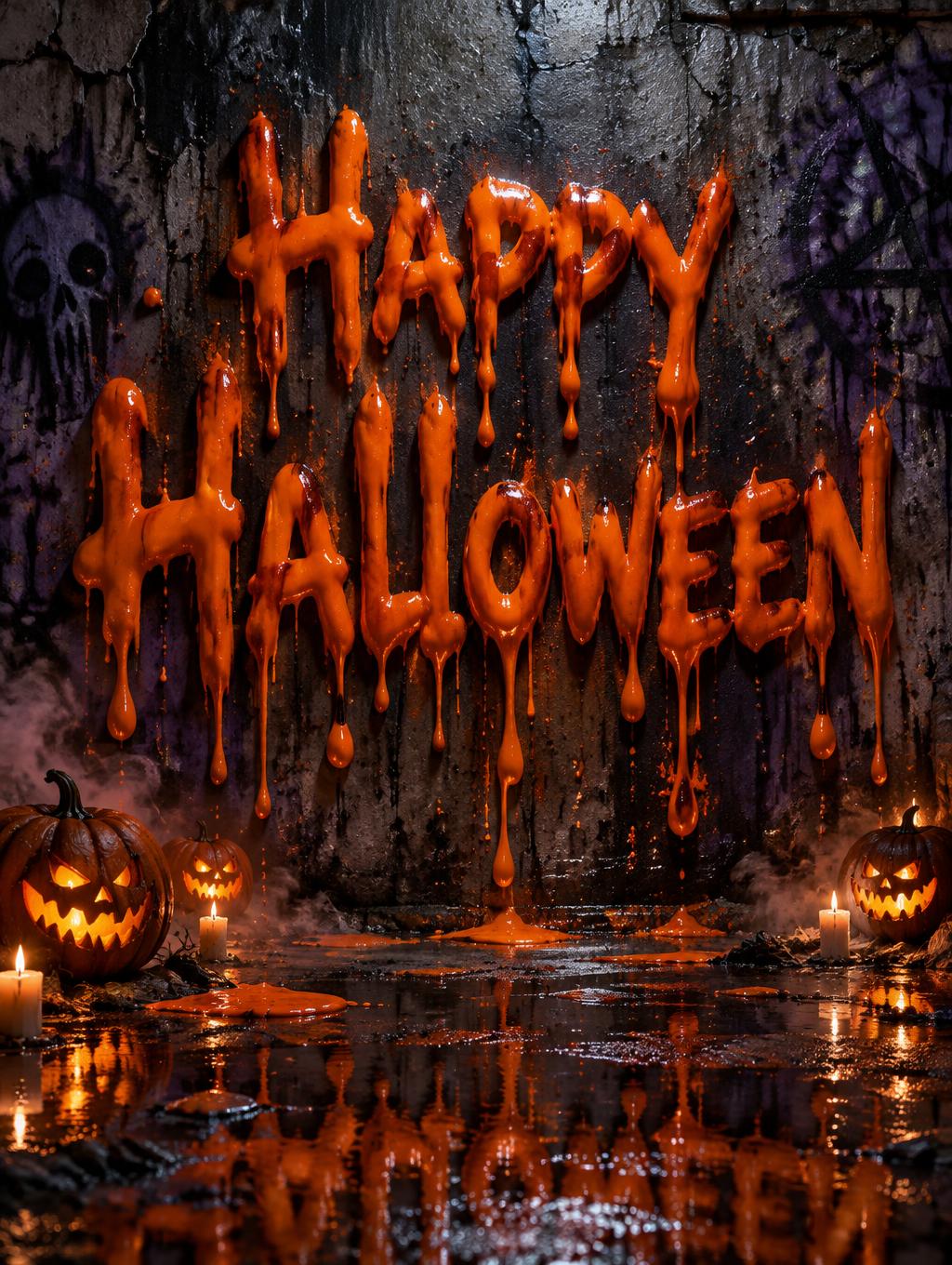 "Happy Halloween" — Drip Font | AI Text Effect Generator