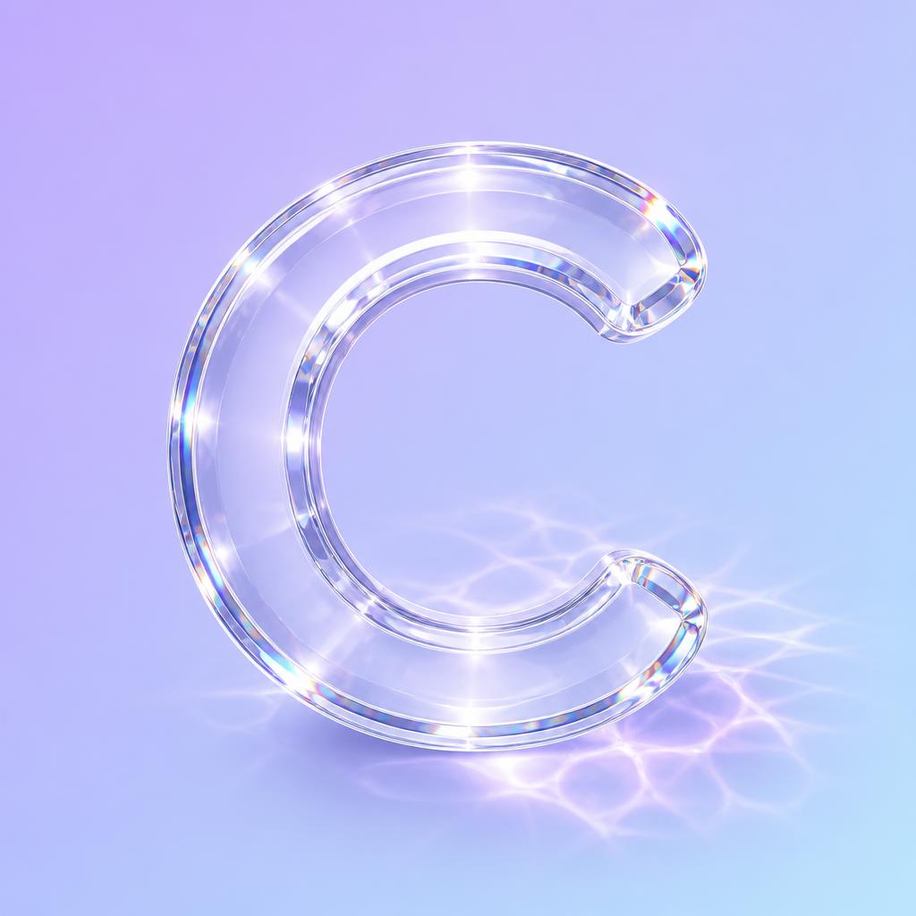 "C" — Glass | AI Text Effect Generator