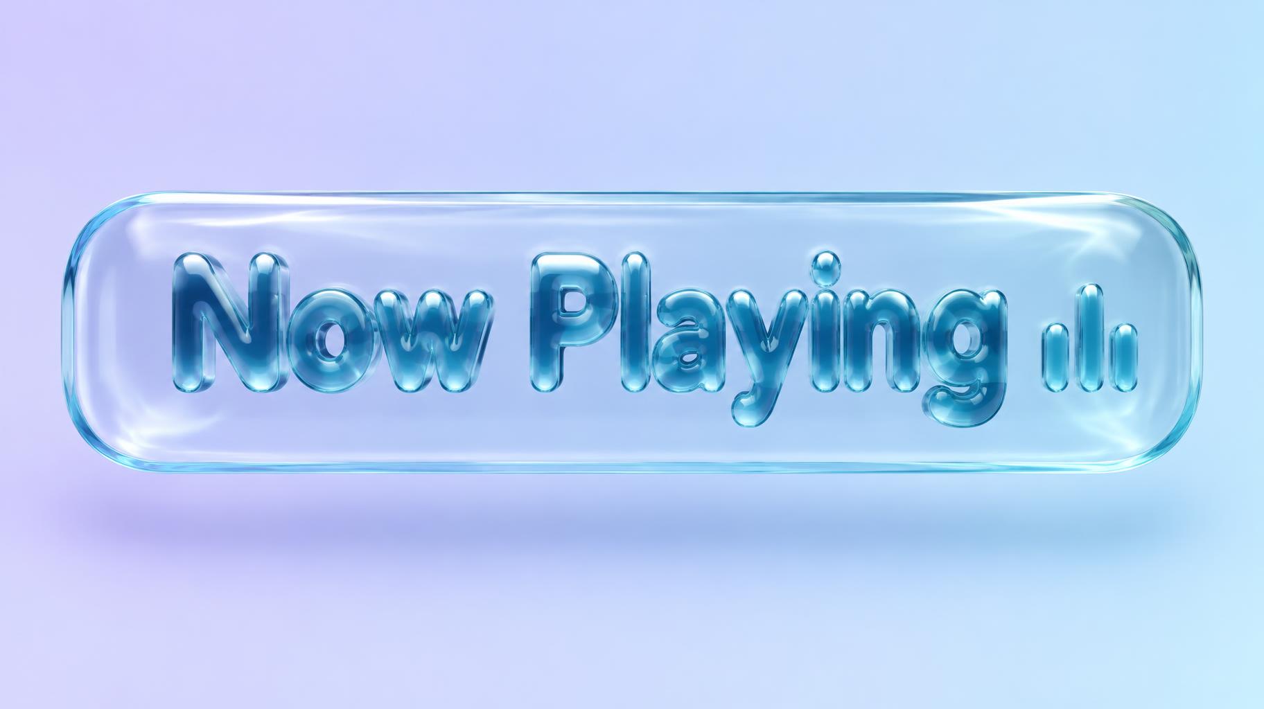 "Now Playing" — Glass Liquid | AI Text Effect Generator