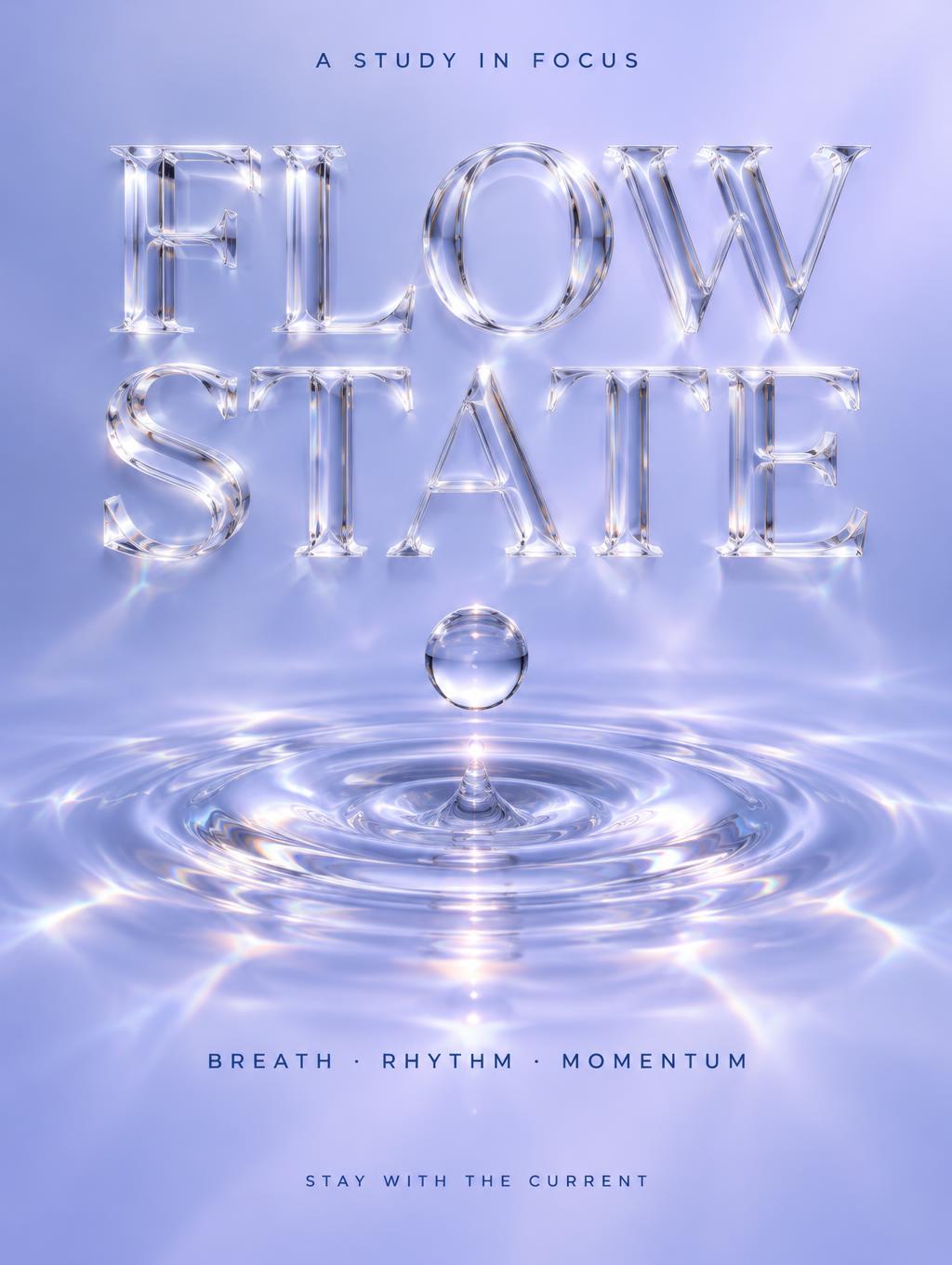 "A STUDY IN FOCUS
FLOW STATE
BREATH · RHYTHM · MOMENTUM
STAY WITH THE CURRENT" — Glass | AI Text Effect Generator