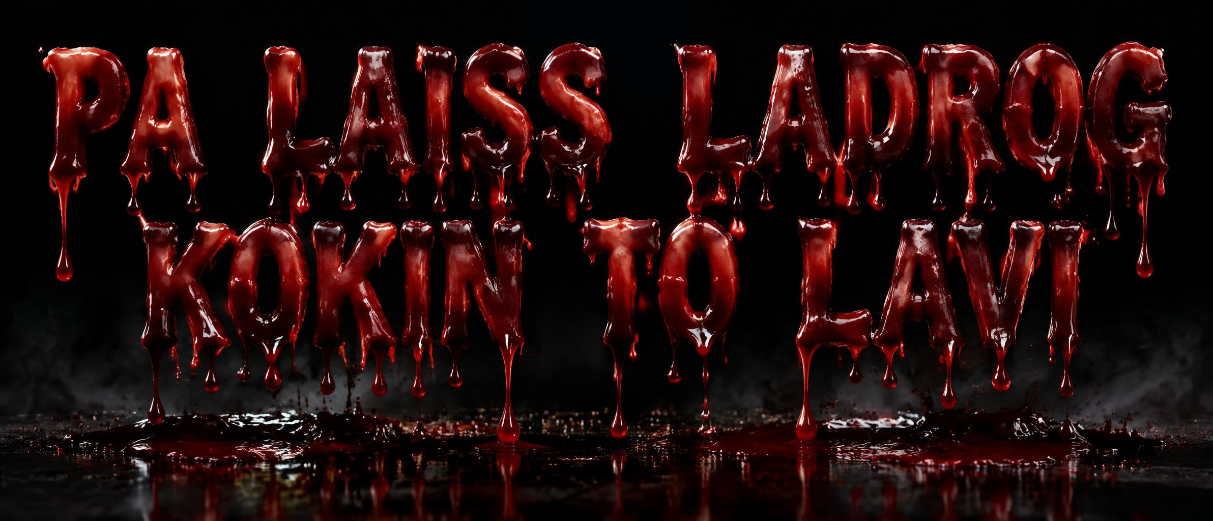 "PA LAISS LADROG KOKIN TO LAVI" — Drip Font Blood | AI Text Effect Generator