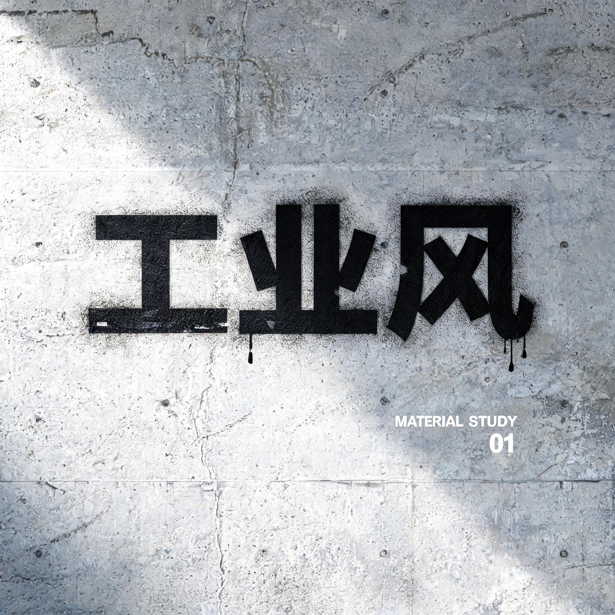 "做一张镂空模板字，写「工业风」，当封面" — Stencil | AI Text Effect Generator