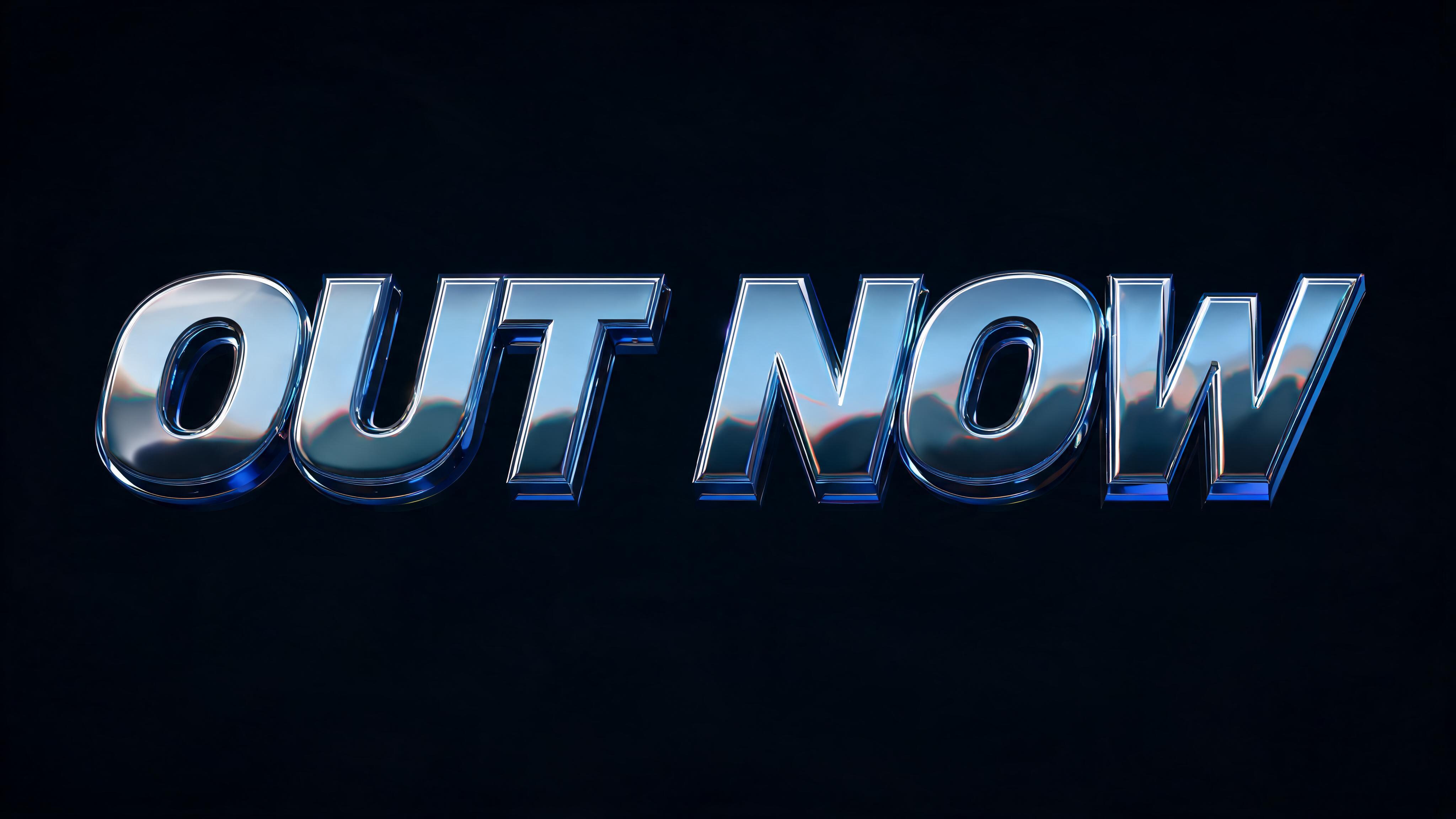 "OUT NOW" — Chrome Metal 3d | AI Text Effect Generator