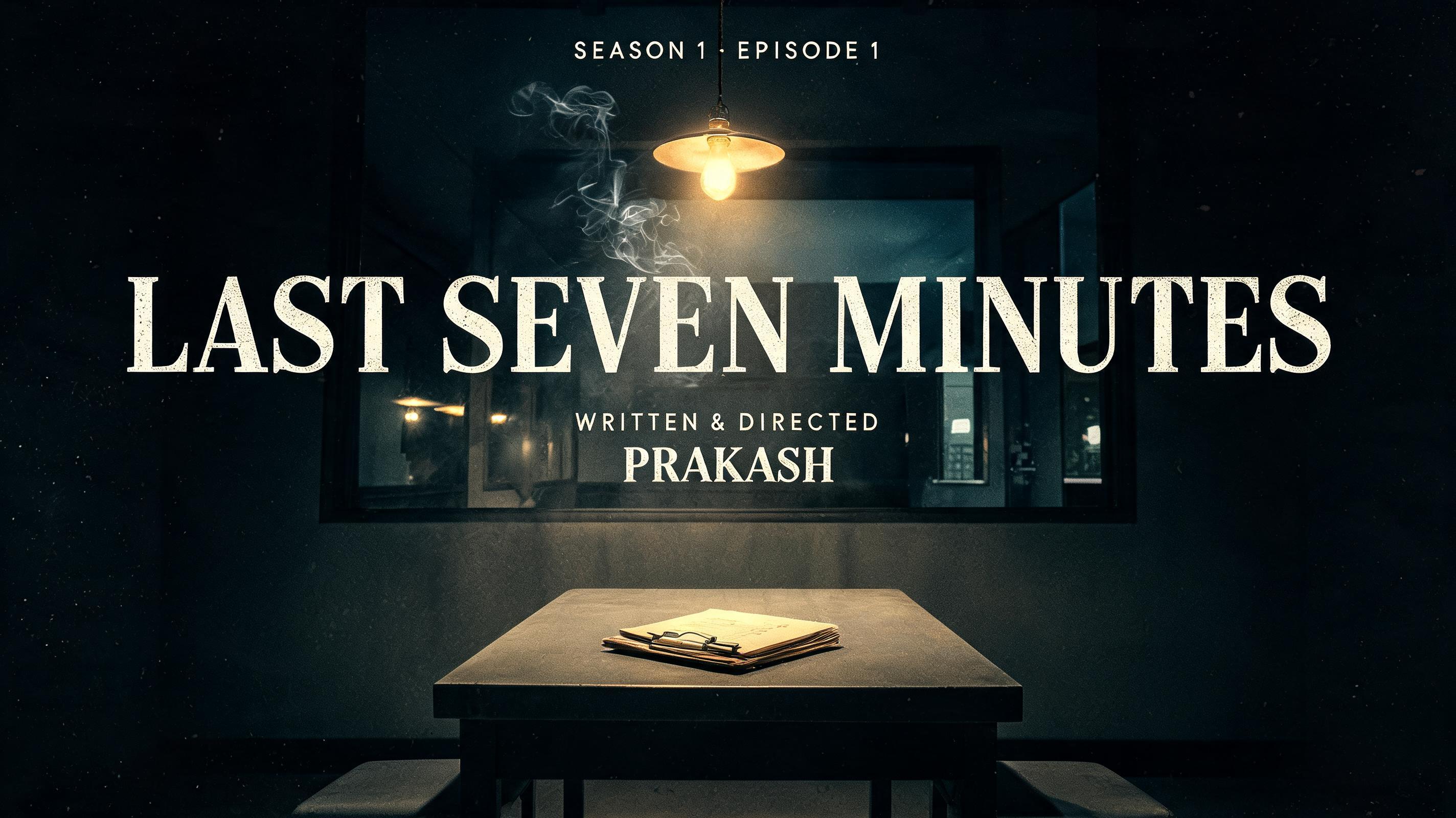 "SEASON 1 · EPISODE 1
LAST SEVEN MINUTES 
WRITTEN & DIRECTED
      PRAKASH" — Cinematic | AI Text Effect Generator