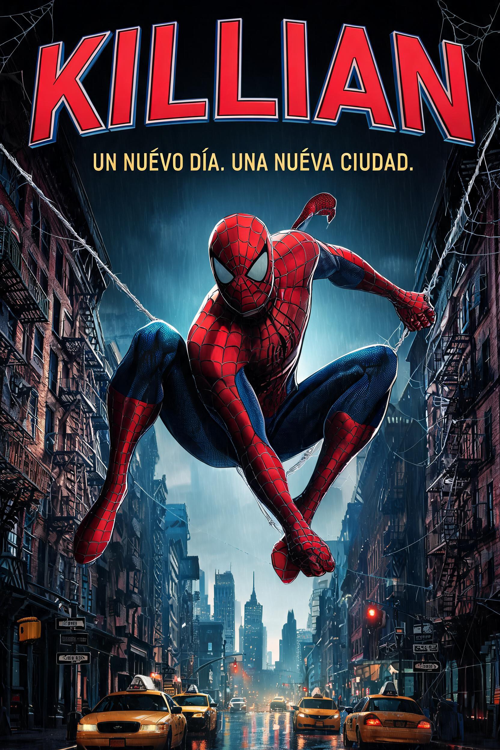 "Killian
UN NUEVO DÍA. UNA NUEVA CIUDAD." — Spider Hero text effect