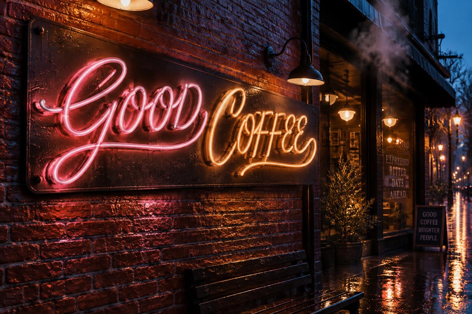"GOOD COFFEE" — Neon Sign | AI Text Effect Generator