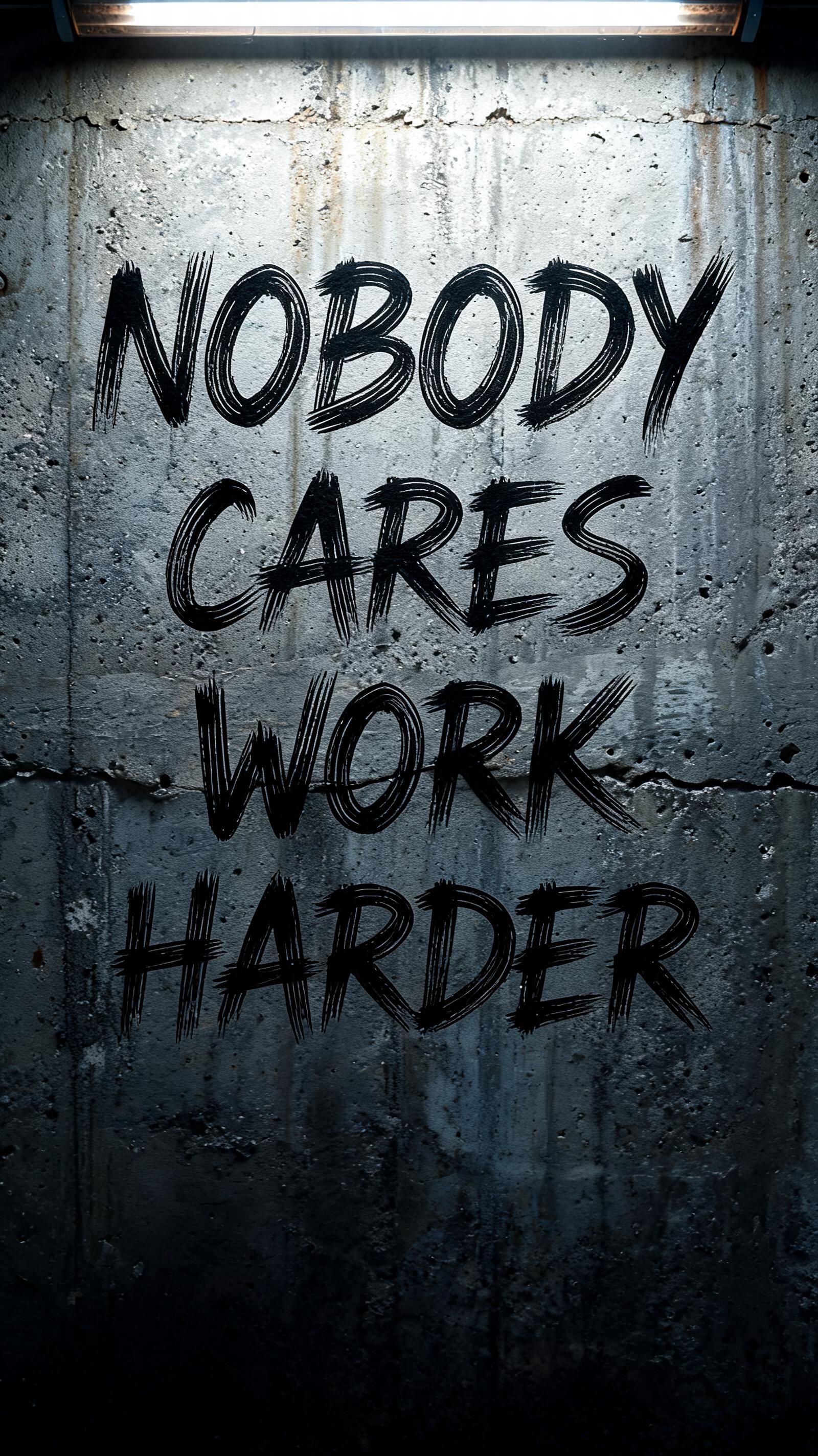 "NOBODY
CARES
WORK
HARDER" —  | AI Text Effect Generator