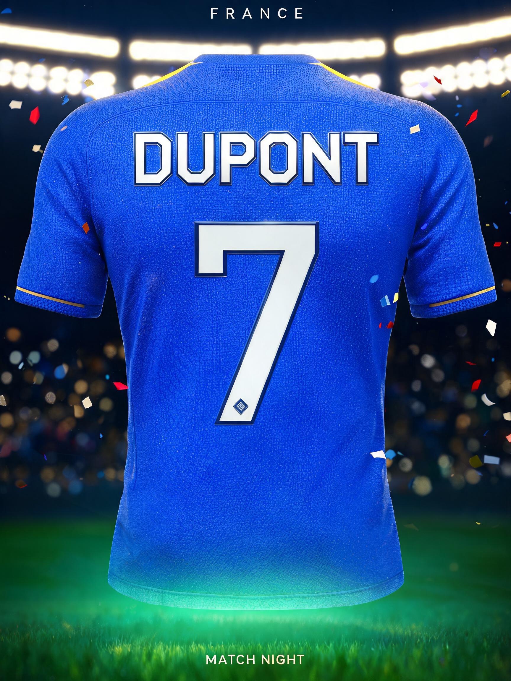 "DUPONT
7
FRANCE
MATCH NIGHT" — Sports Football | AI Text Effect Generator
