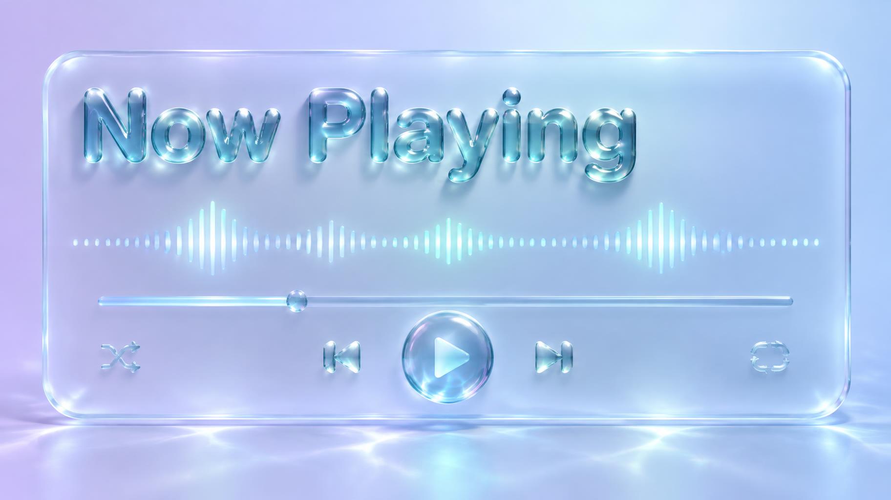 "Now Playing" — Glass Liquid | AI Text Effect Generator