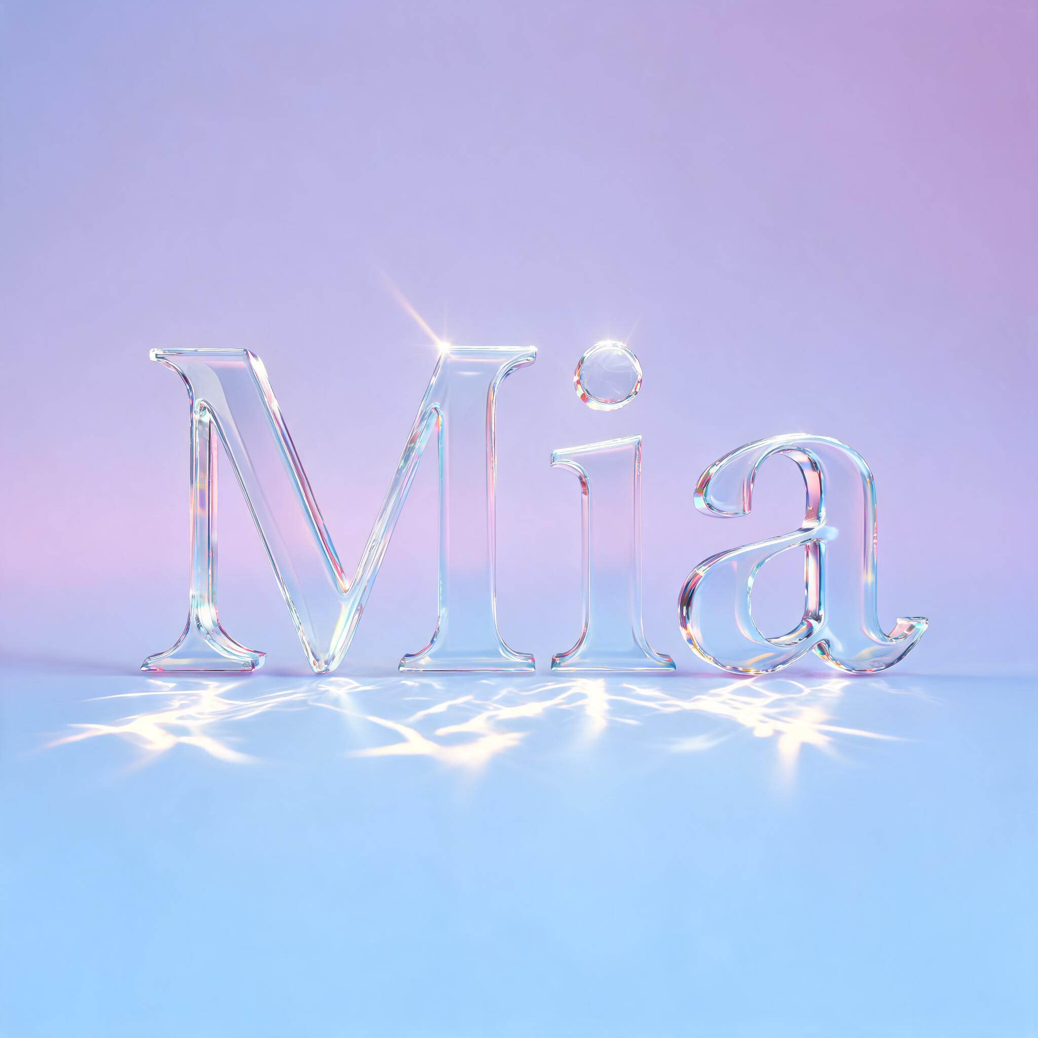 "Mia" — Glass | AI Text Effect Generator