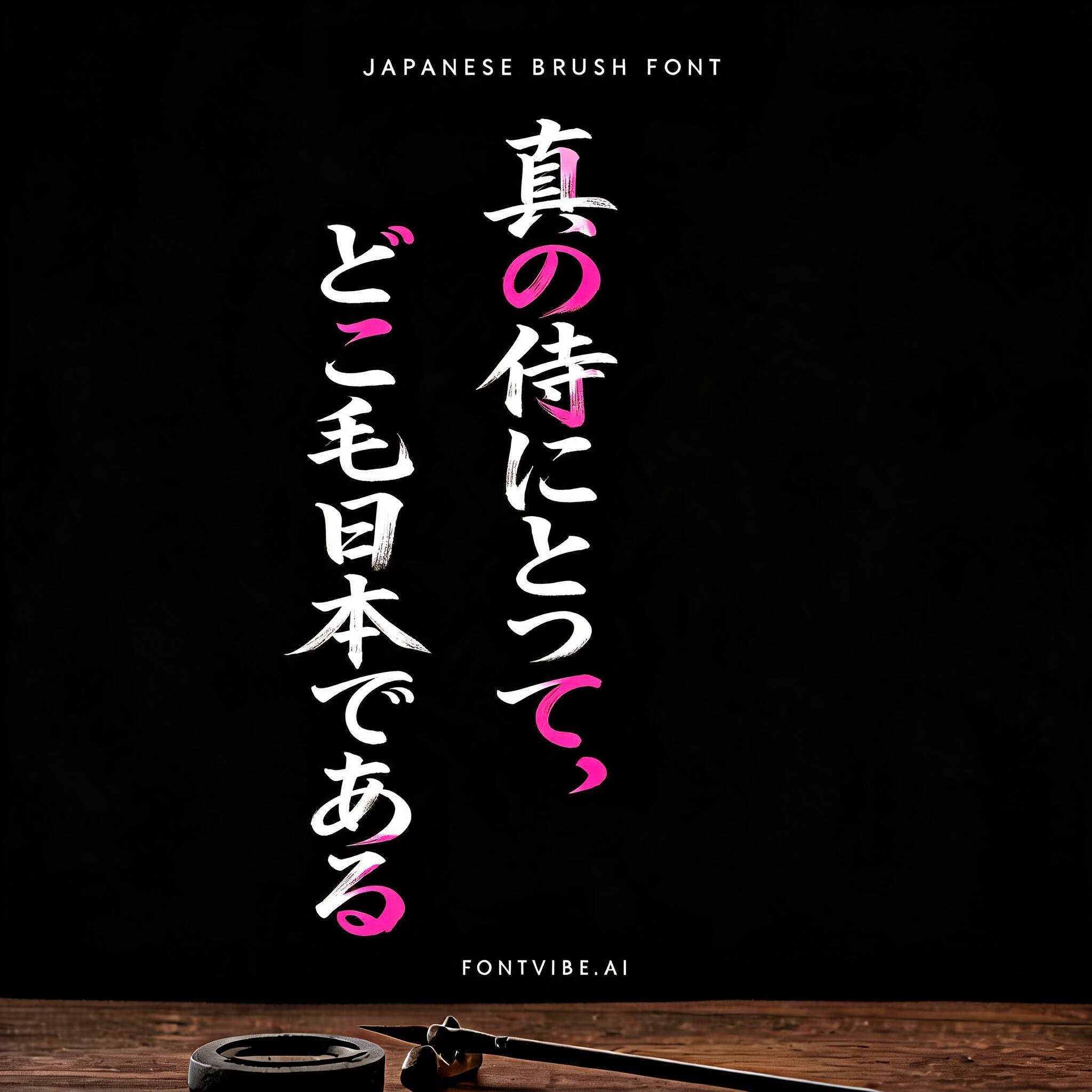 "真の侍にとって、どこも日本である" — Brush Japanese Ink text effect