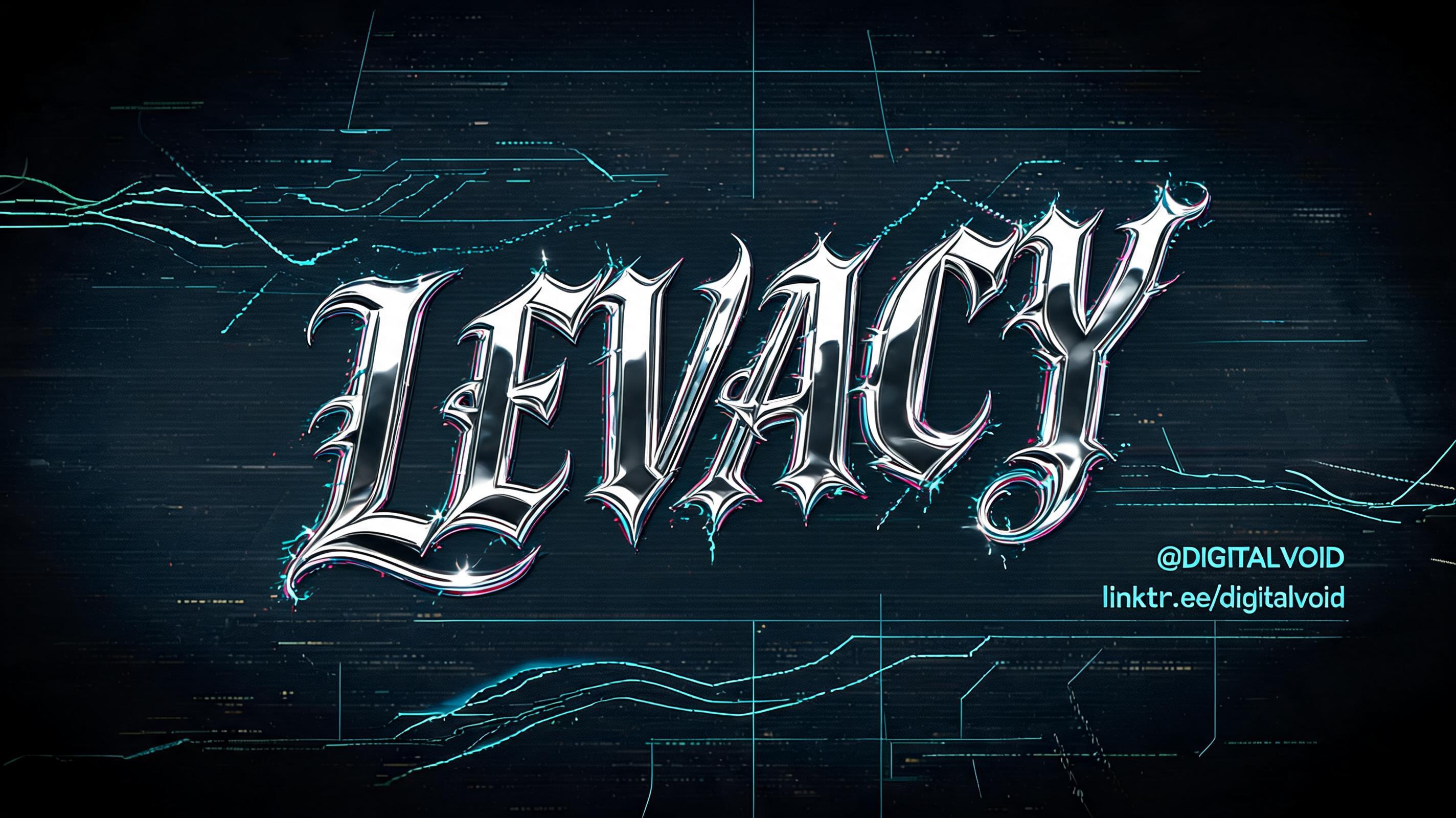 "LEVACY" — Cyberpunk Chrome text effect