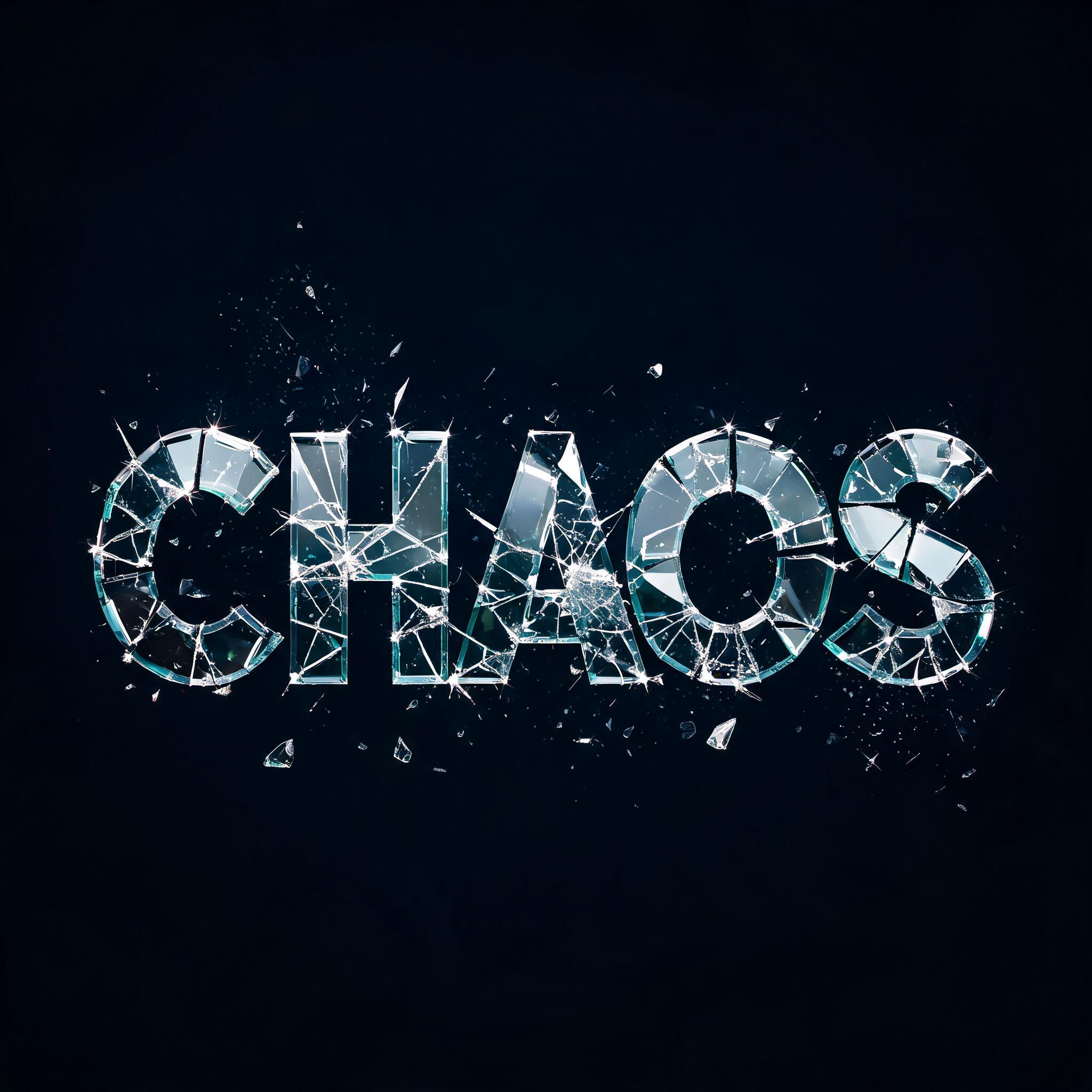 "CHAOS" — Glass Broken text effect