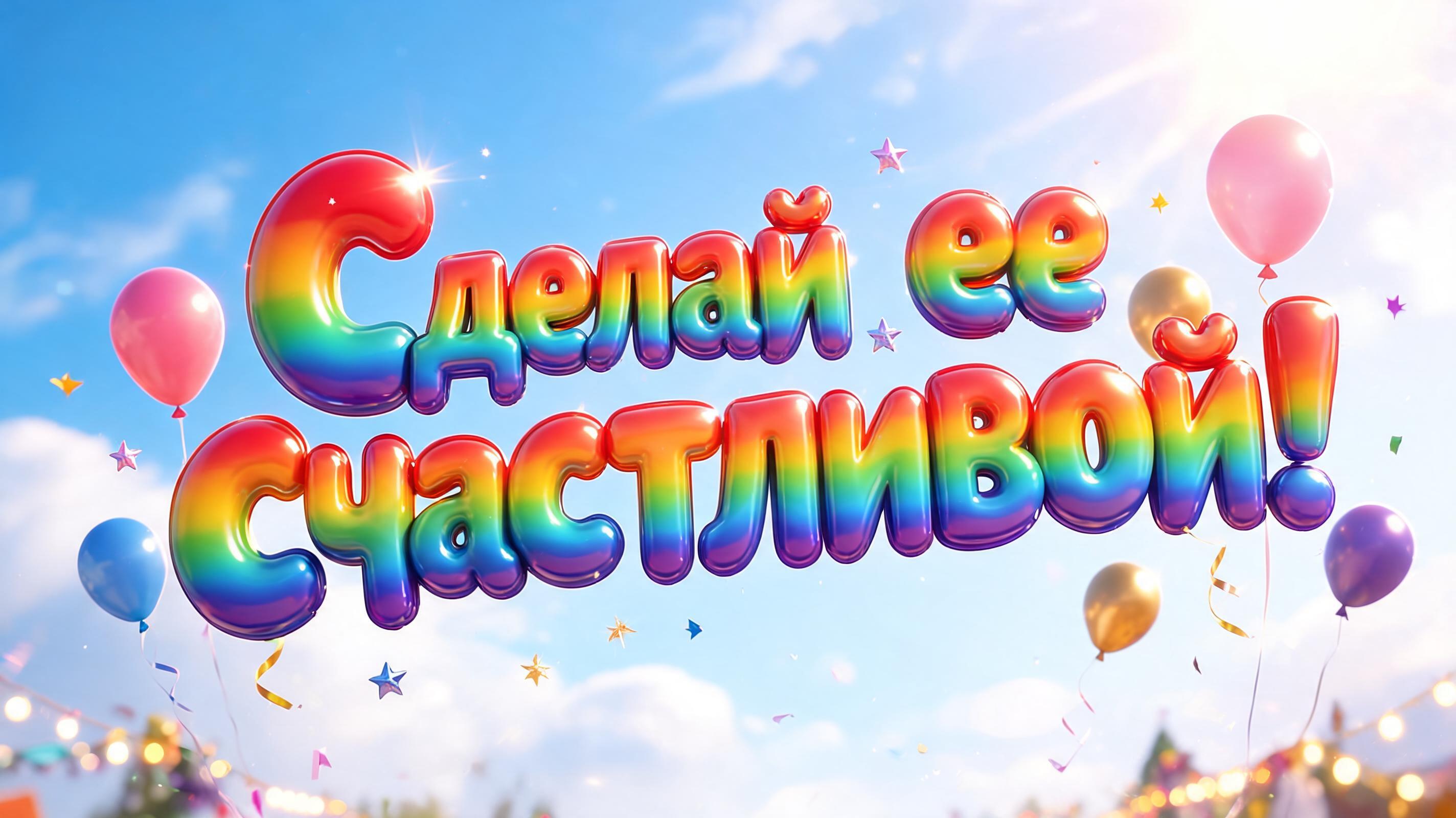 "Сделай её счастливой!" — Rainbow | AI Text Effect Generator