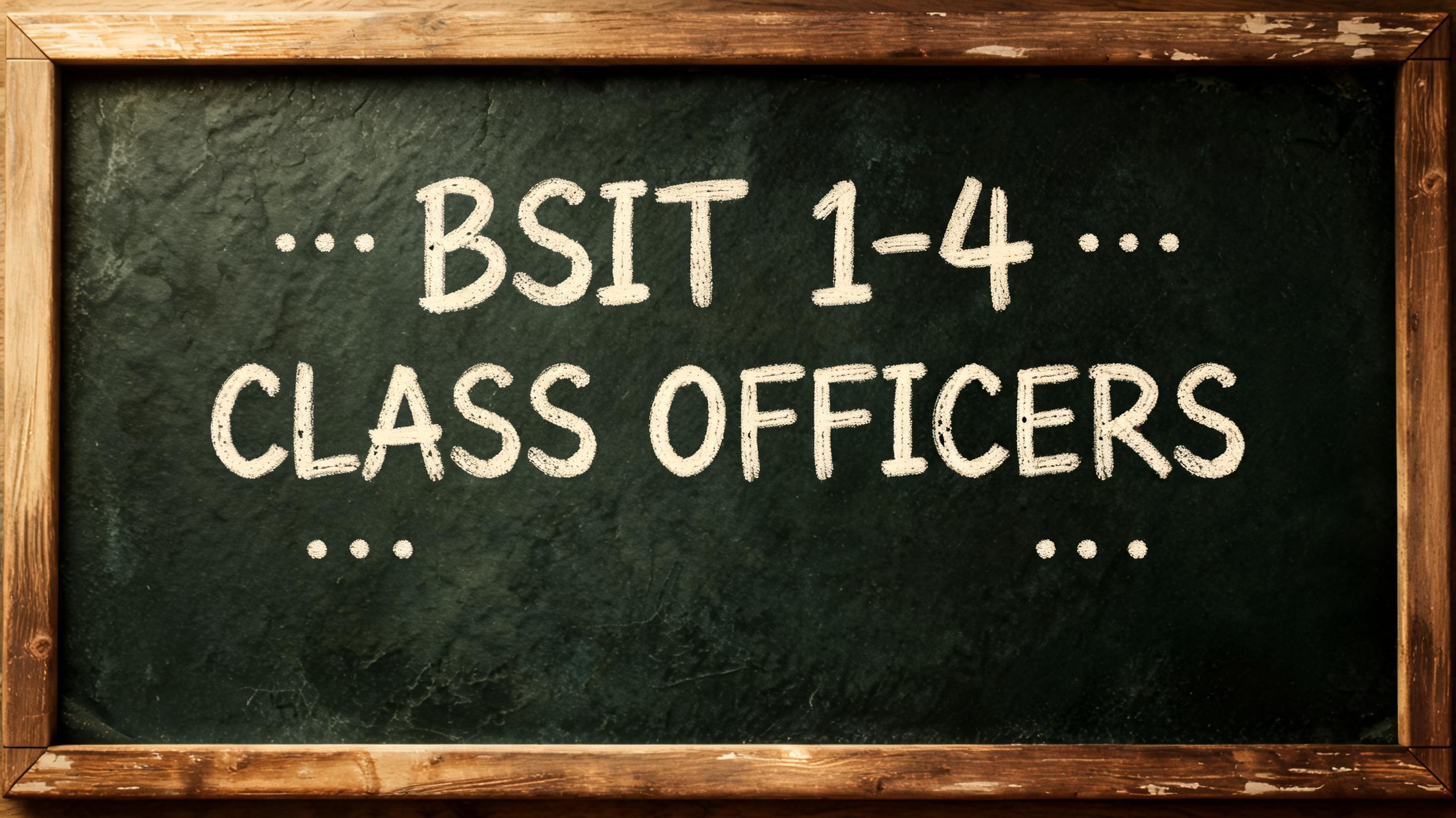 "BSIT 1-4 CLASS OFFICERS" — Chalk | AI Text Effect Generator