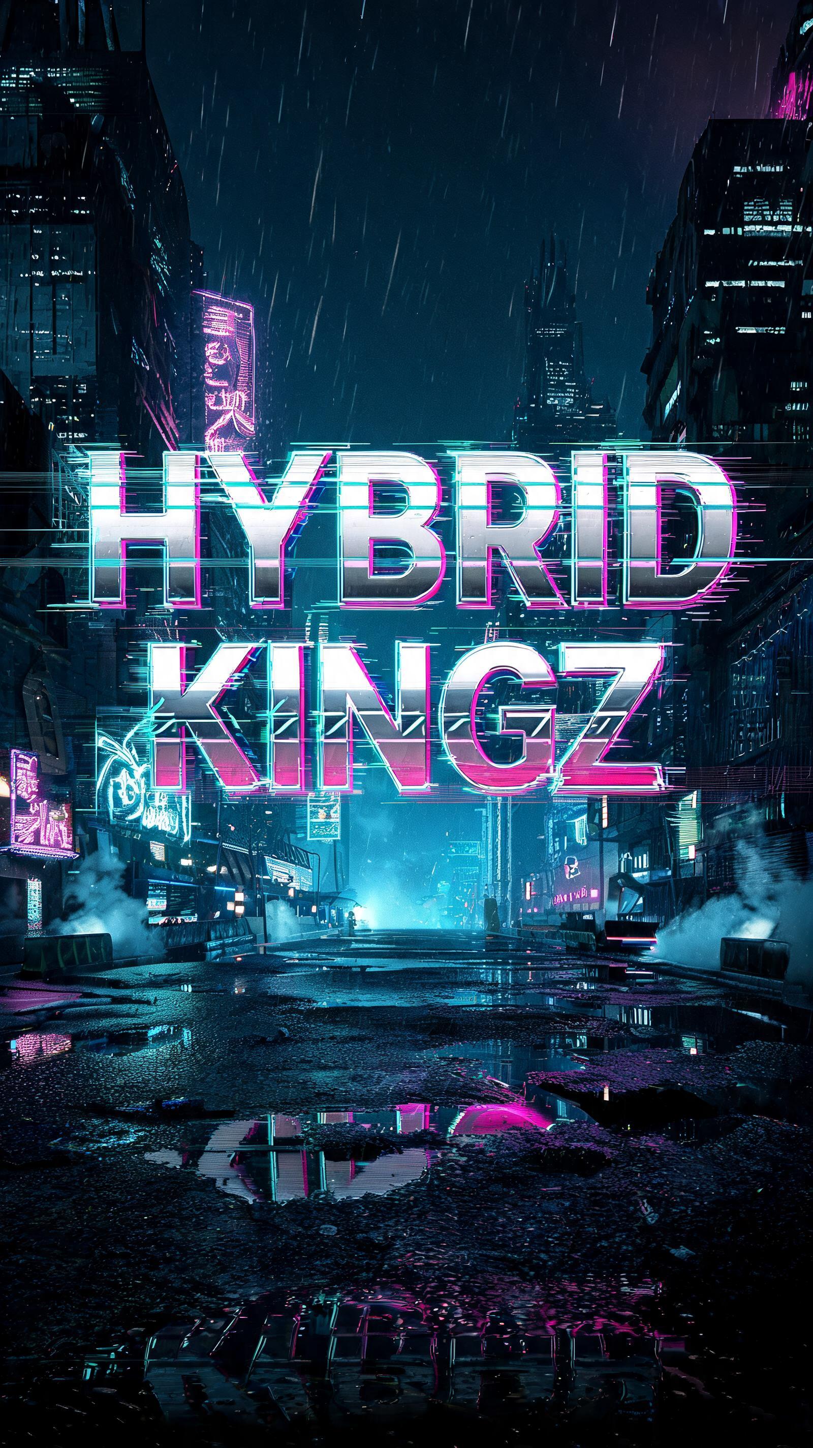 "Hybrid Kingz" — Cyberpunk text effect