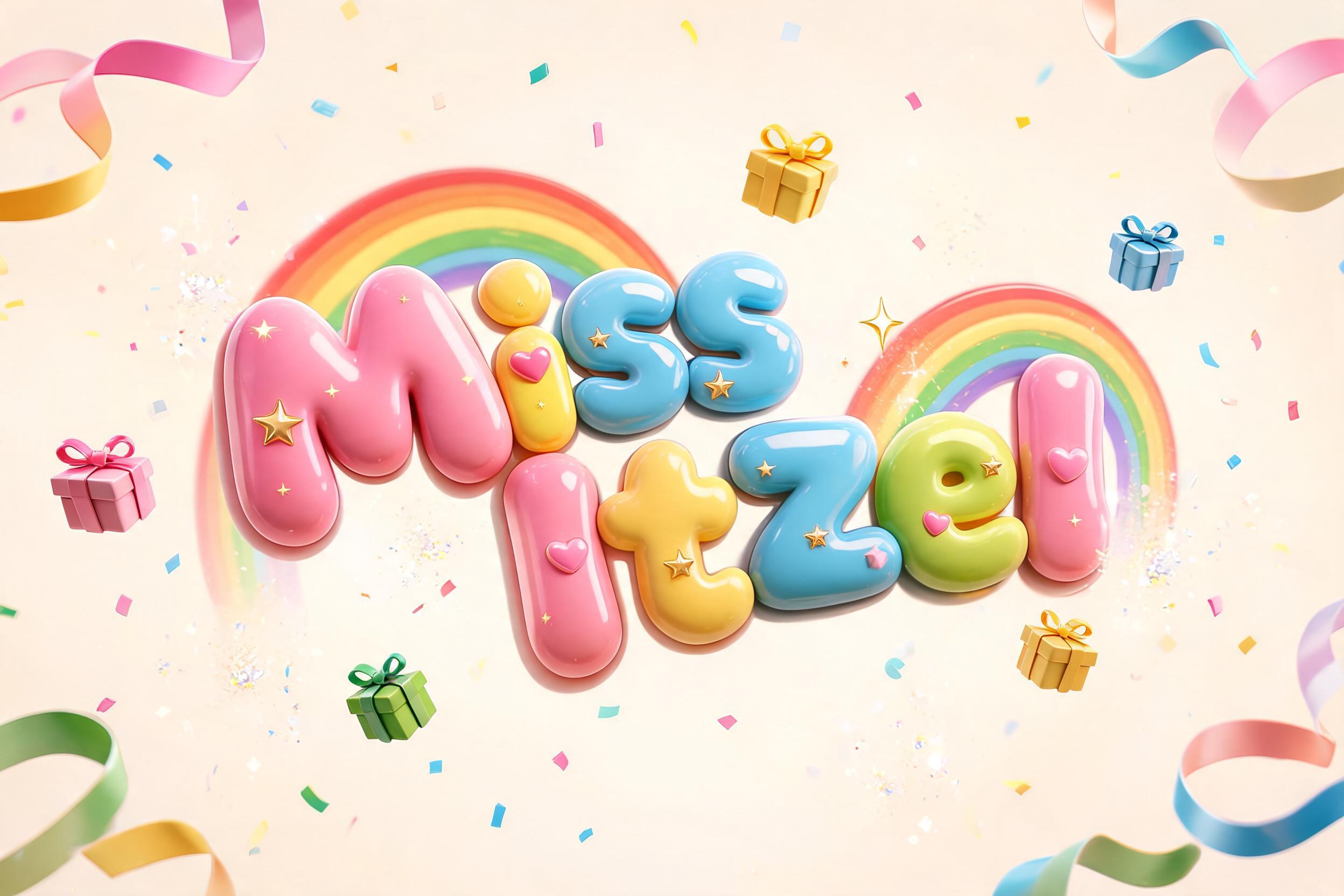 "Miss Itzel" — Kids Gift text effect