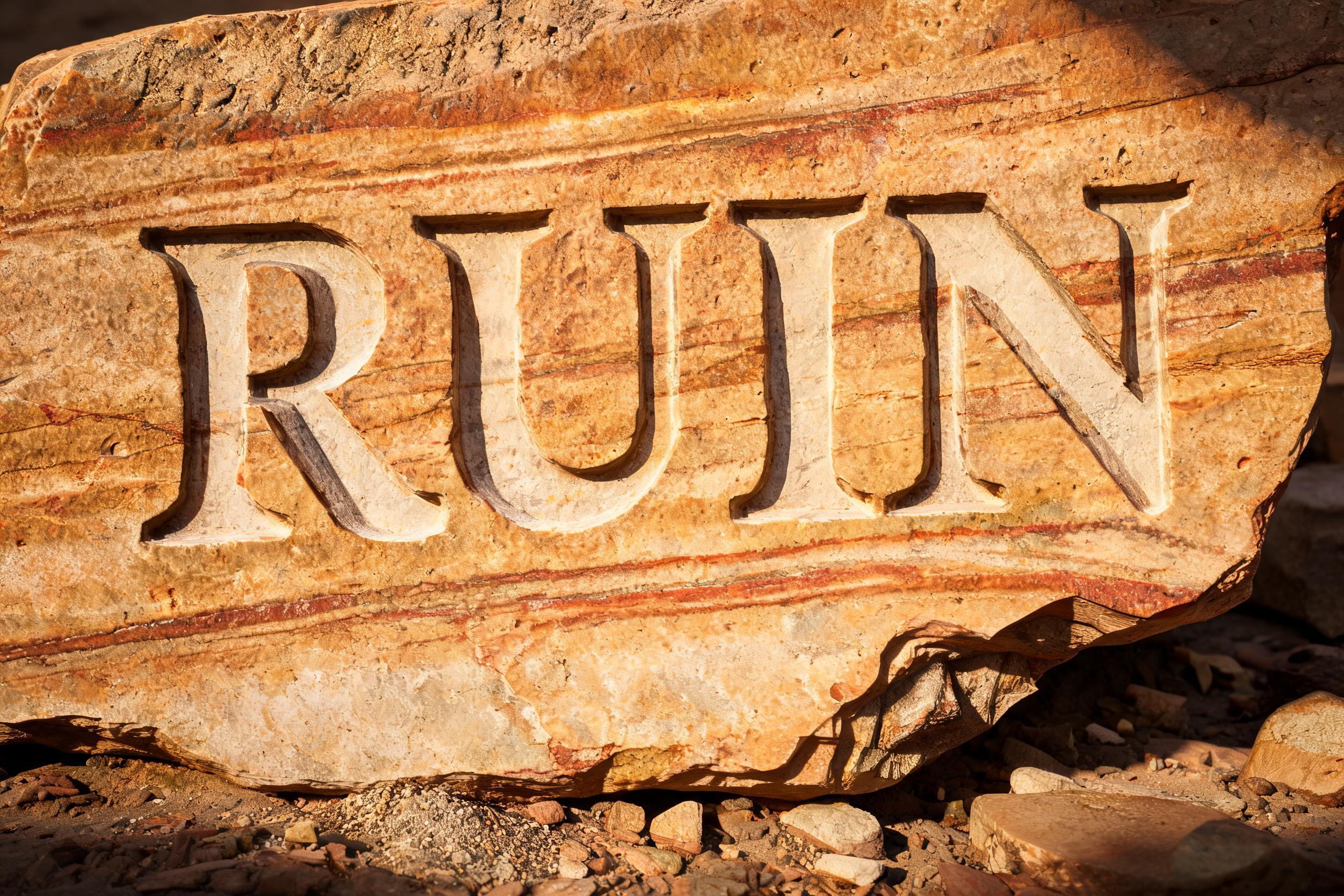 "Ruin" — Sand Stone | AI Text Effect Generator