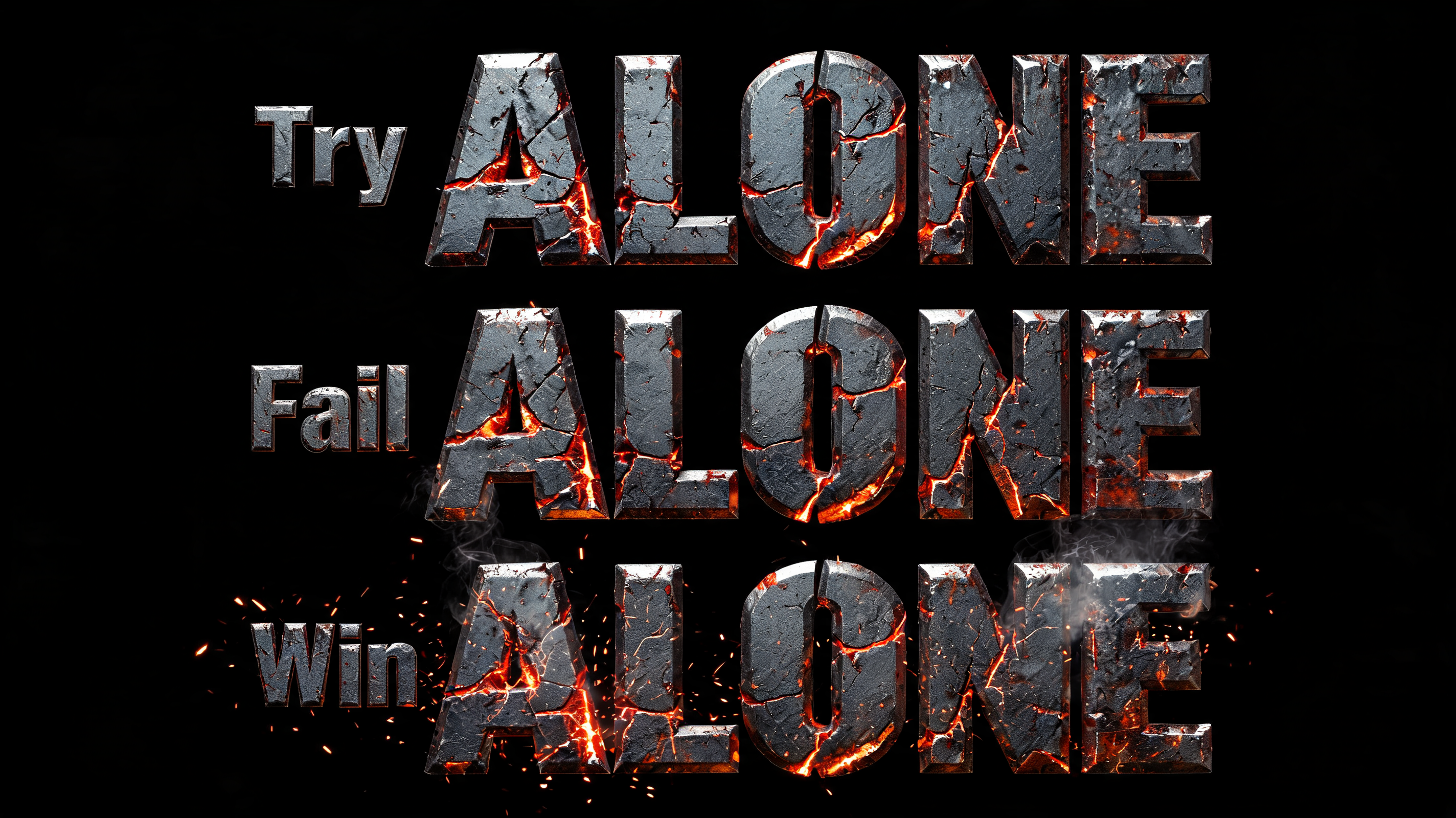 "Try ALONE
Fail ALONE
Win ALONE" — Post Apocalyptic | AI Text Effect Generator