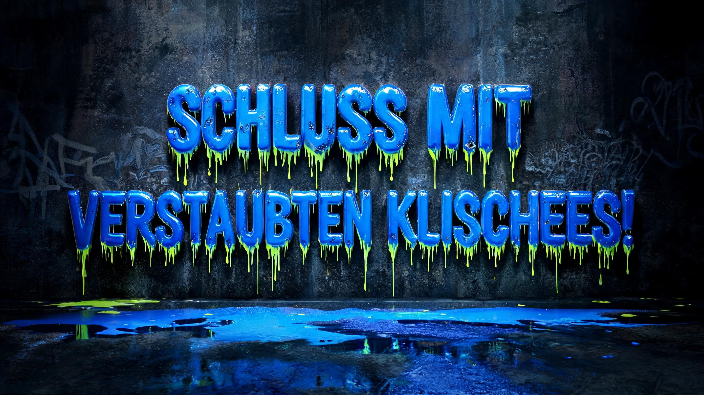 "Schluss mit verstaubten Klischees!" — Drip Font | AI Text Effect Generator