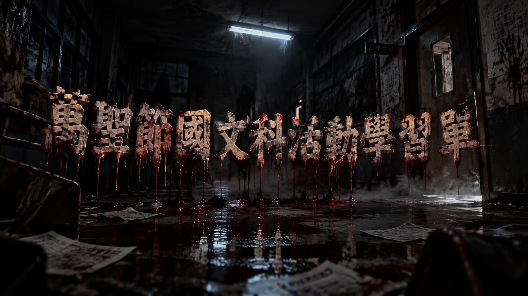 "只要文字"萬聖節國文科活動學習單"" — Cinematic Horror text effect