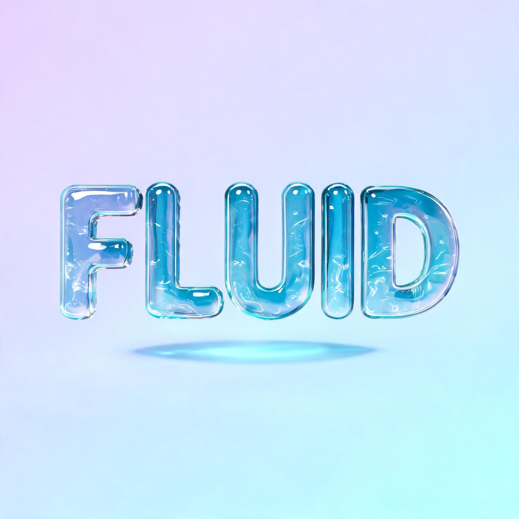 "FLUID" — Glass Liquid | AI Text Effect Generator