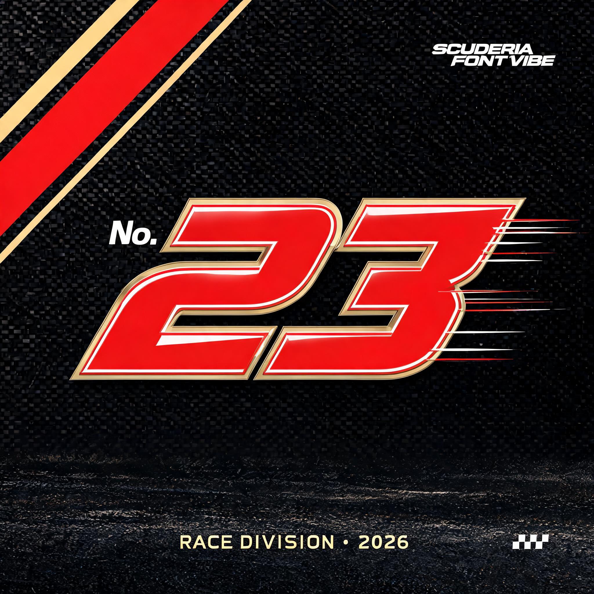 "Un número de escudería para el auto que diga "No. 23"" — Racing | AI Text Effect Generator