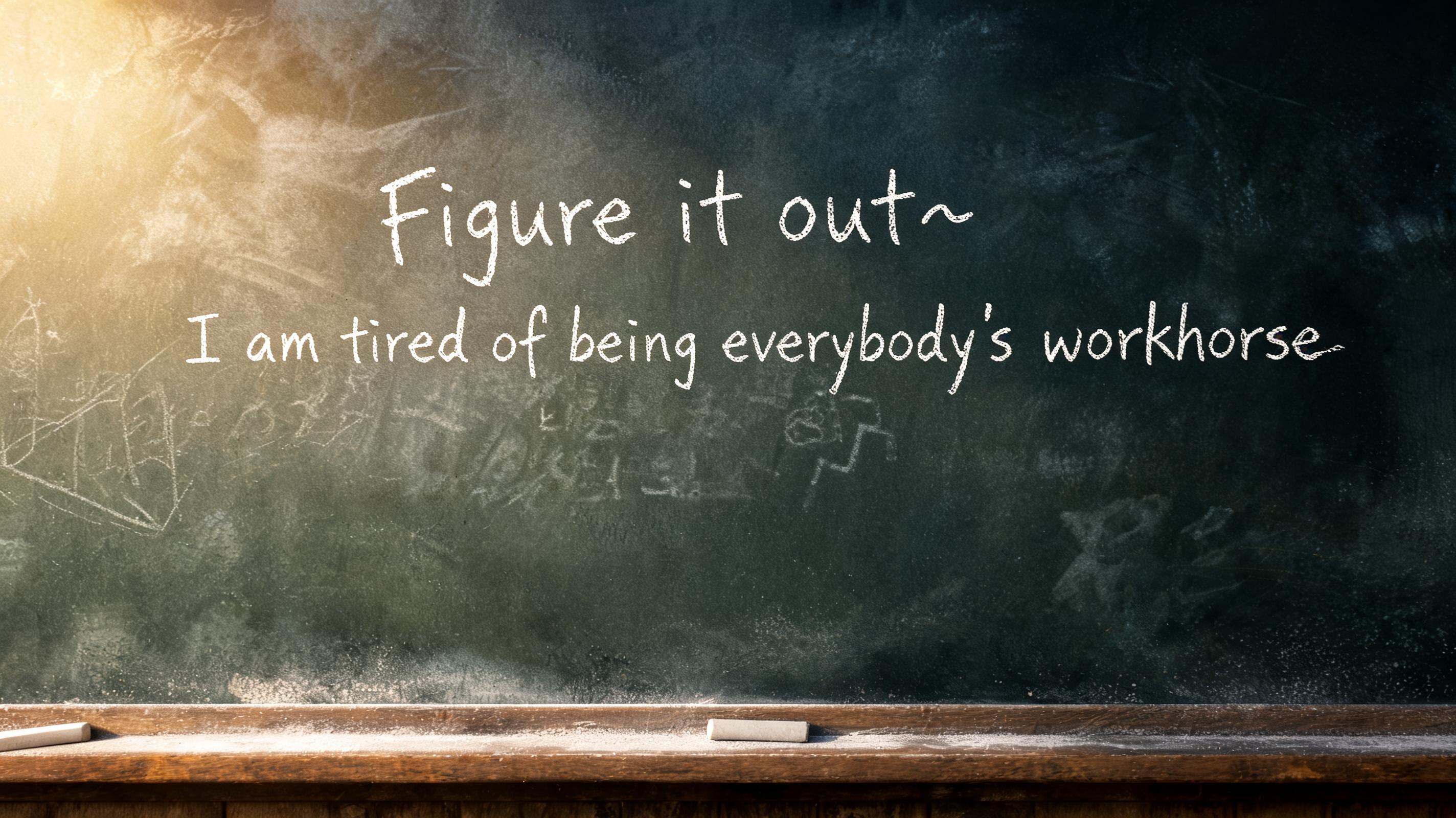 "Figure it out~ I am tired of being everybody 's workhorse" —  | AI Text Effect Generator