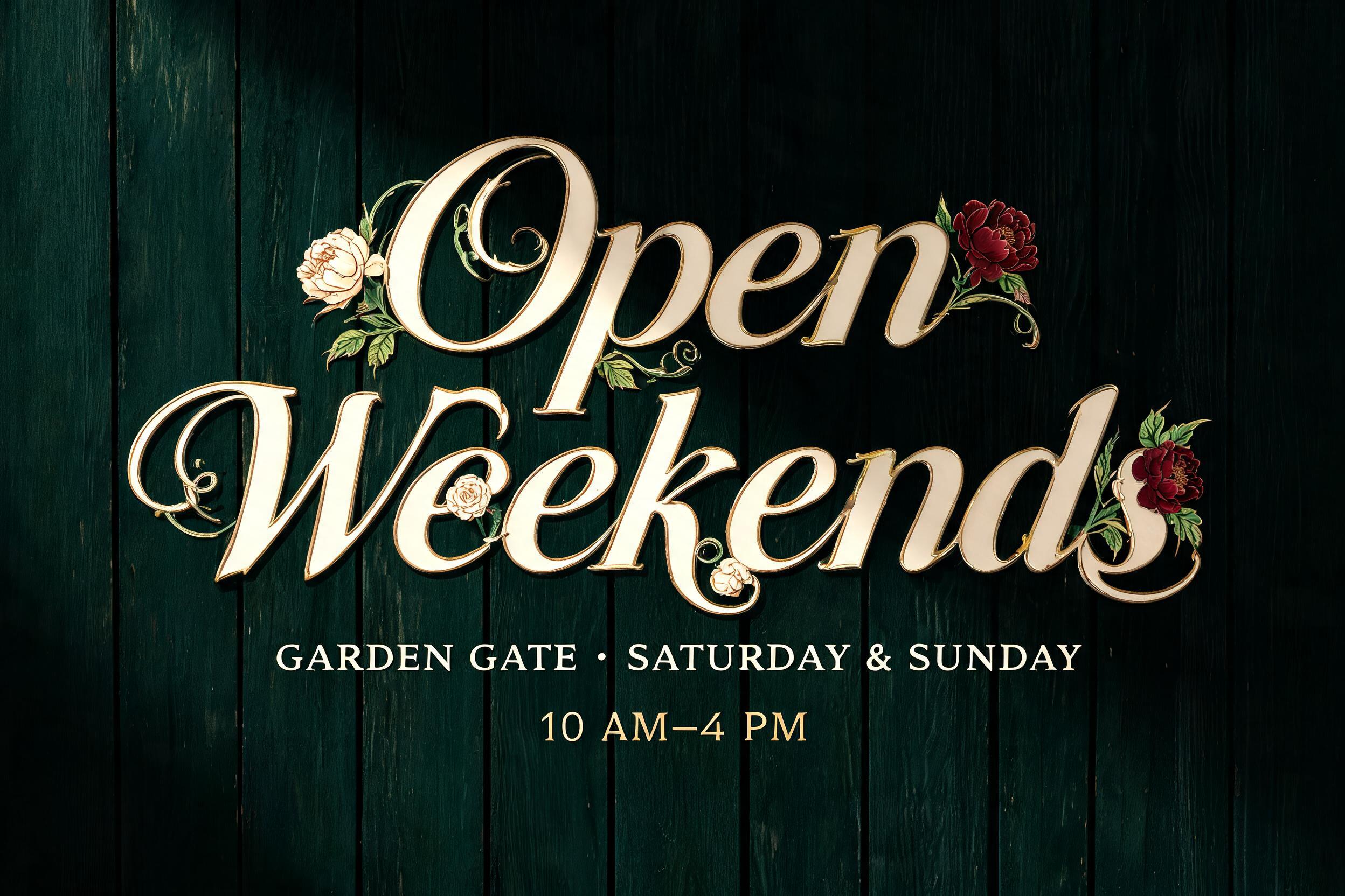 "Design a floral title reading Open Weekends for my garden gate sign" — Floral | AI Text Effect Generator