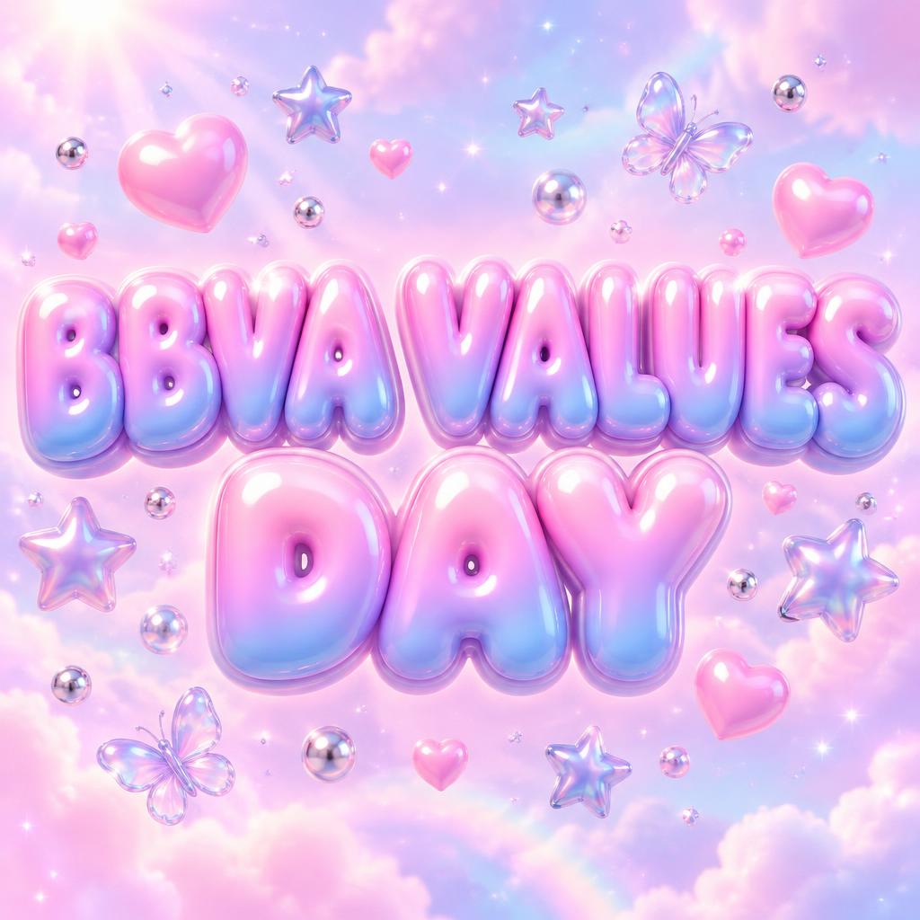 "BBVA VALUES DAY" — Y2k Bubbly | AI Text Effect Generator