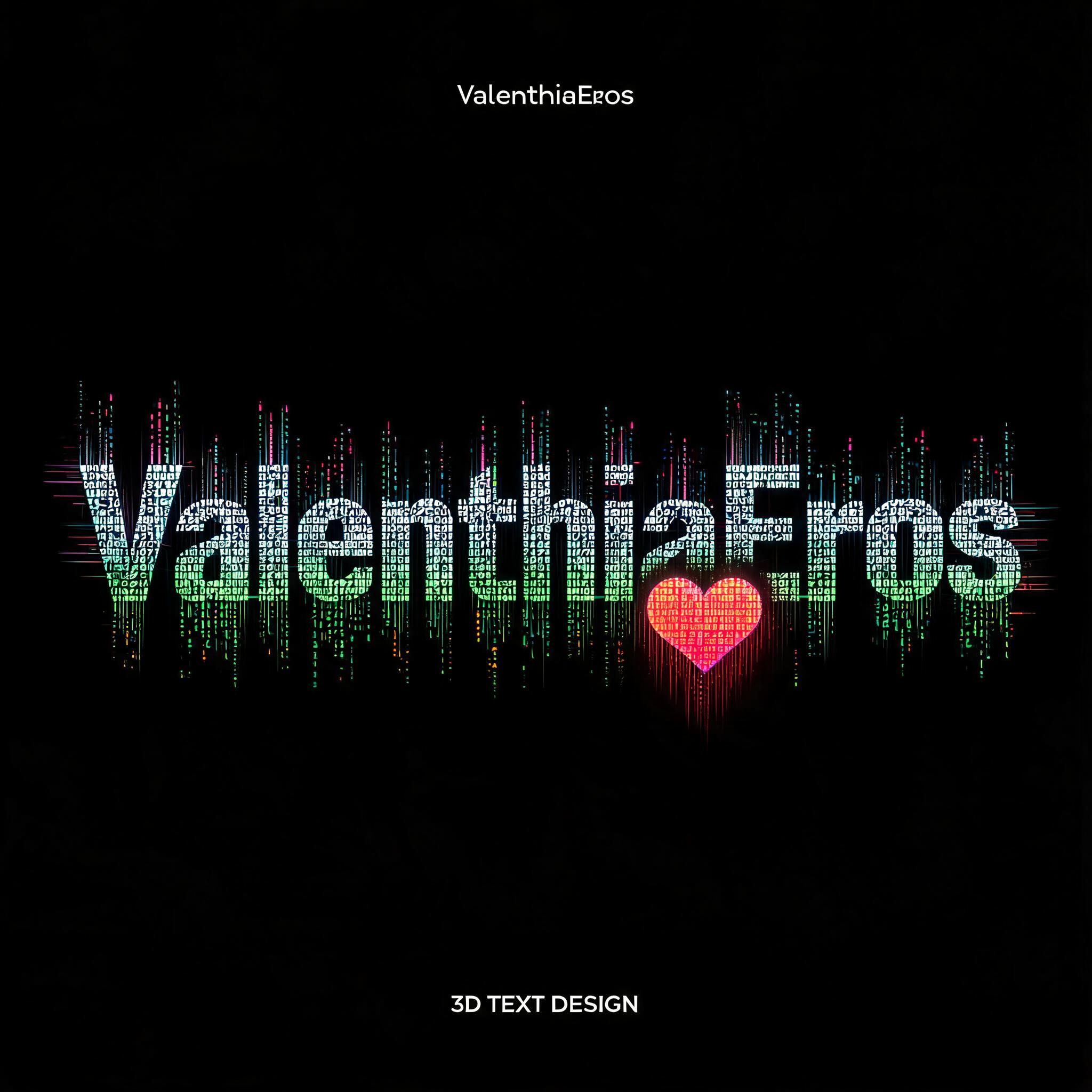"ValenthiaEros ❤️" — 3d Bold Neon text effect