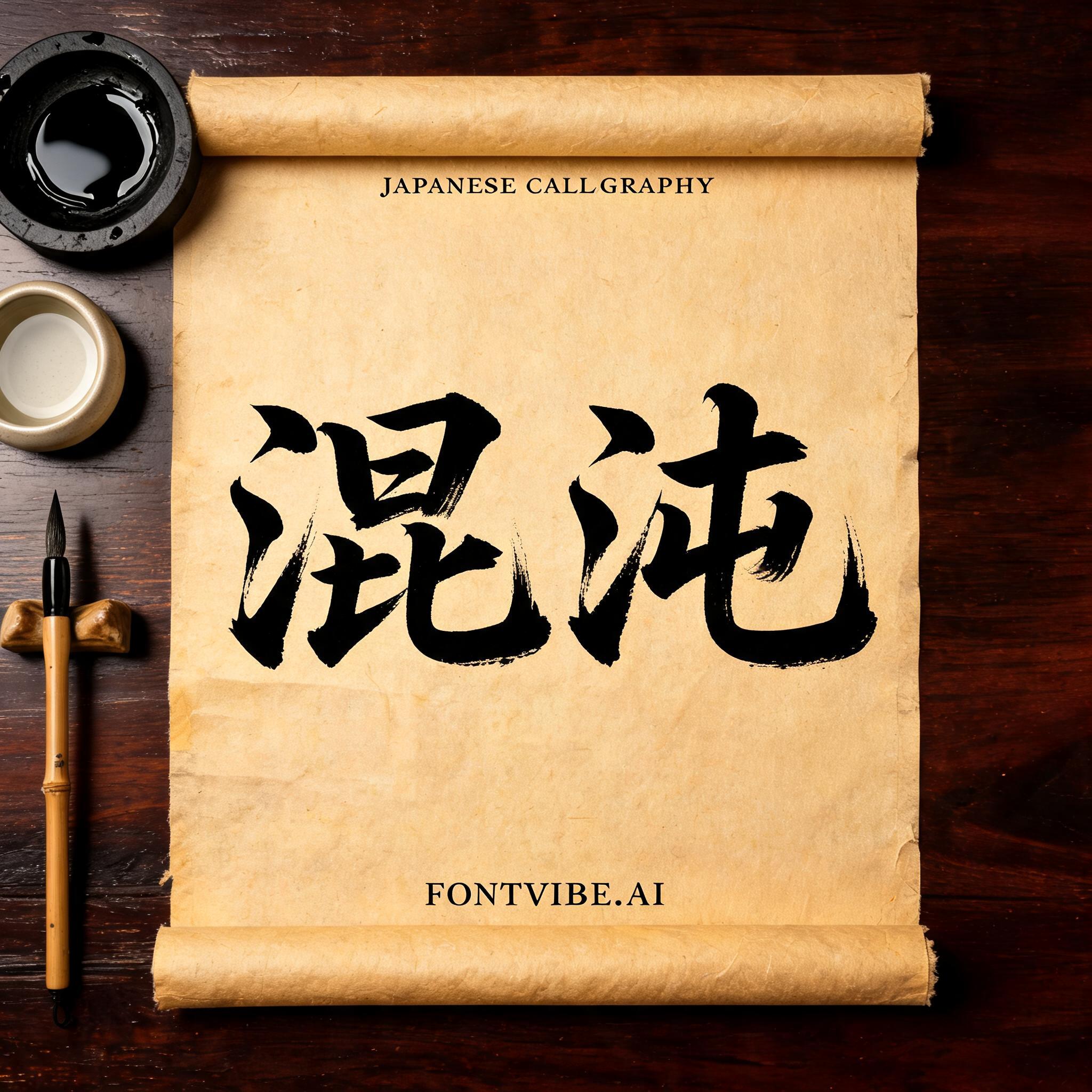 "混沌" — Brush Japanese Ink | AI Text Effect Generator