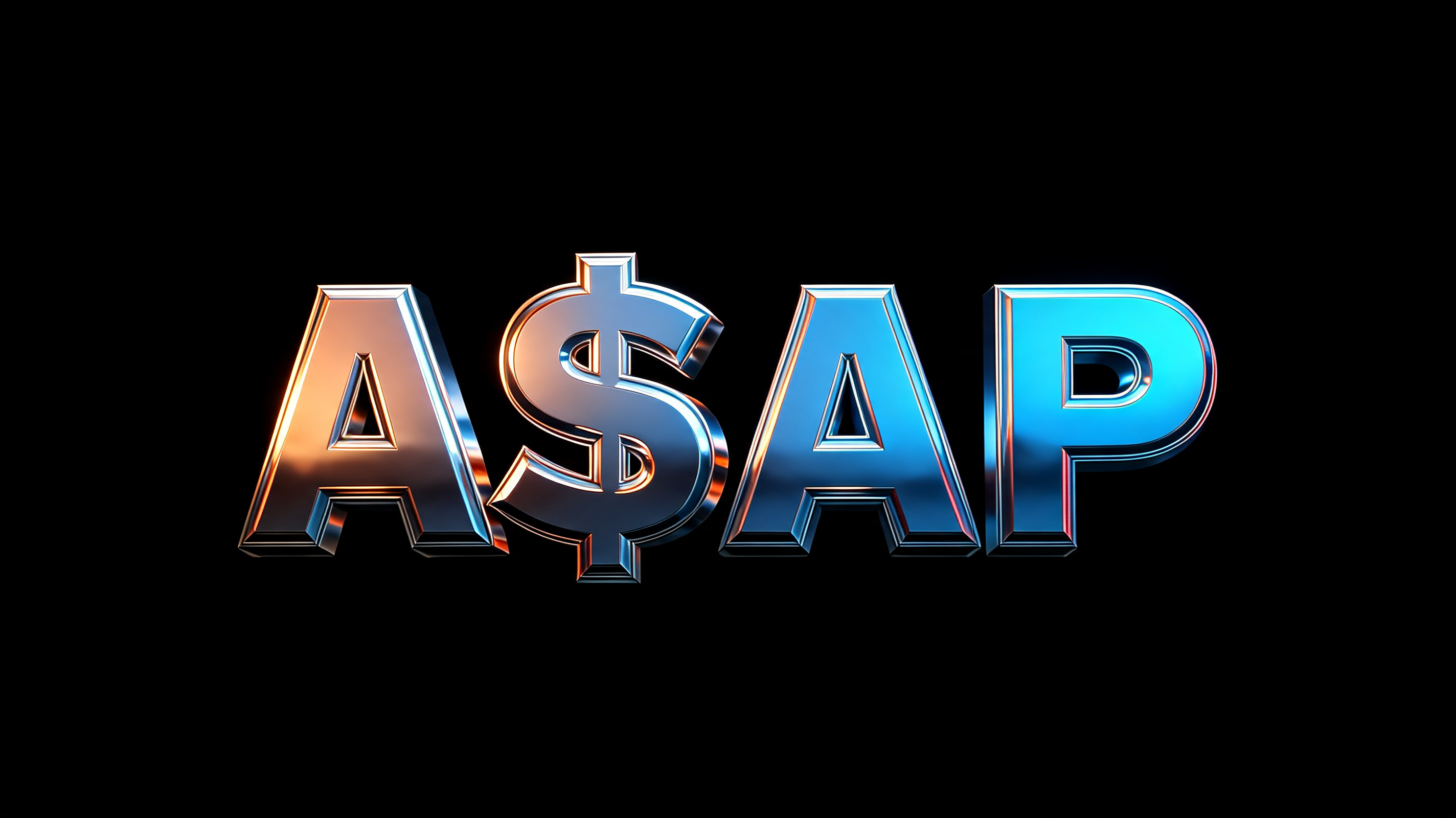 "A$AP" — Chrome Metal 3d | AI Text Effect Generator