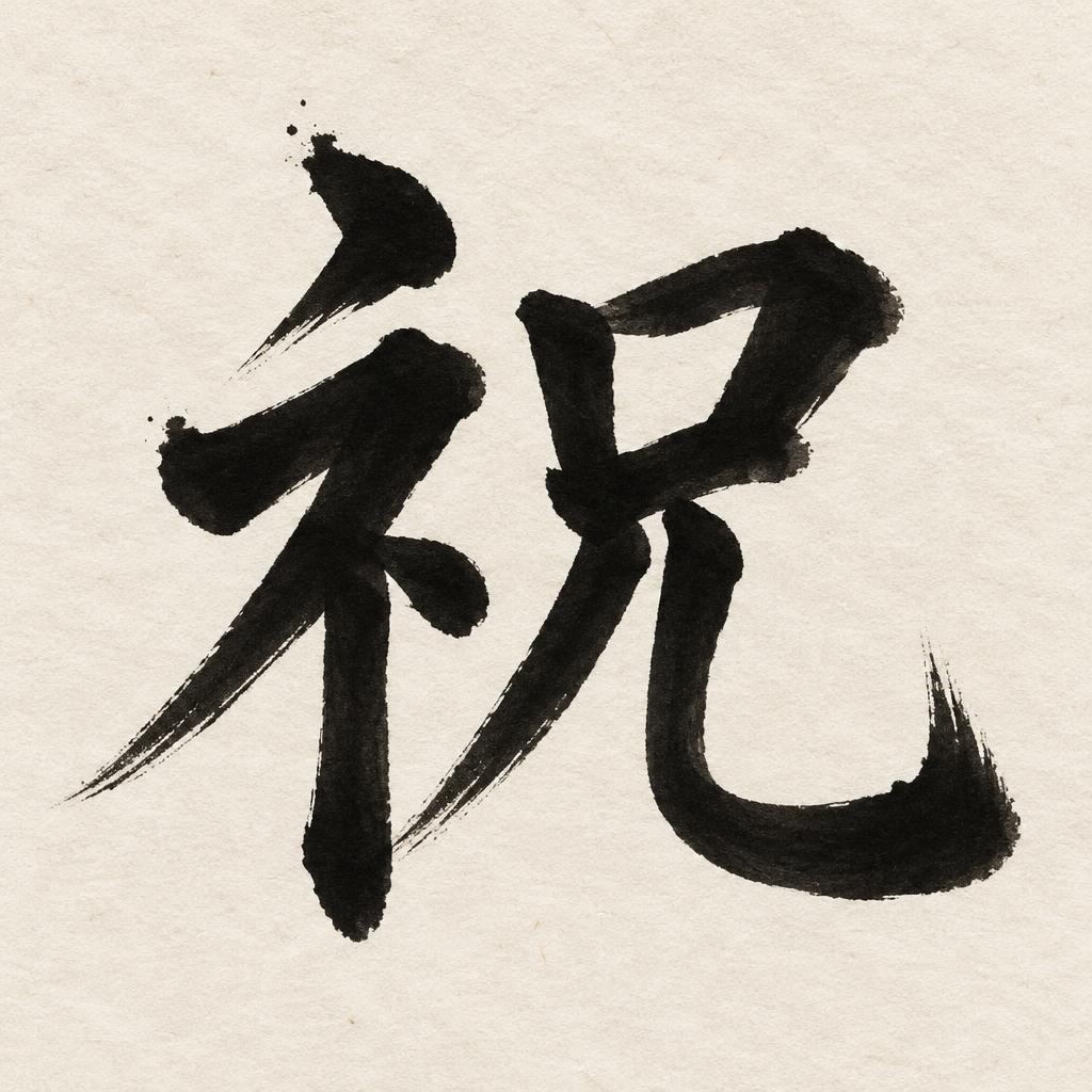 "祝" — Brush Japanese Ink | AI Text Effect Generator