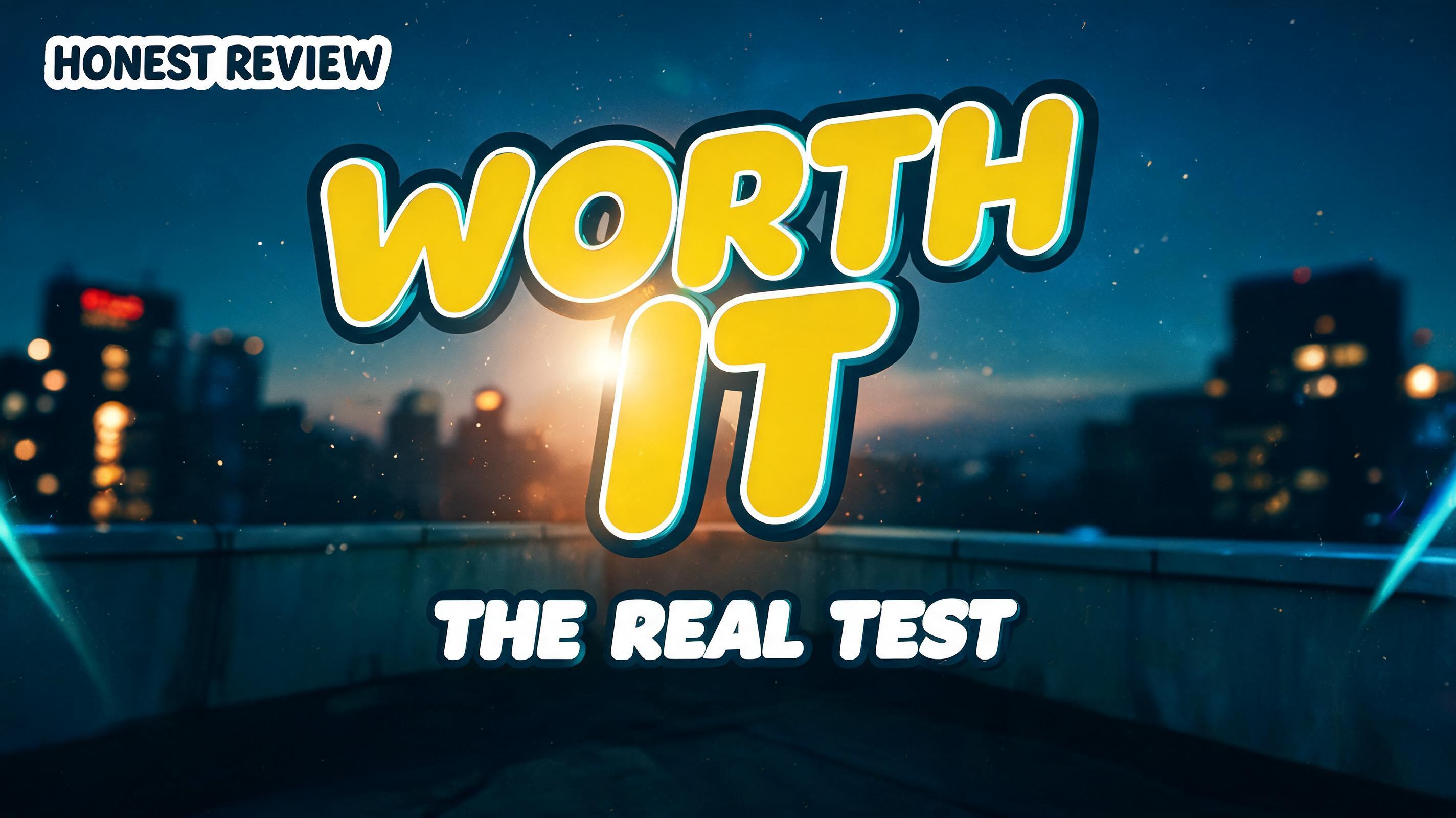 "WORTH
IT
HONEST REVIEW
THE REAL TEST" — Cinematic Youtube Creator | AI Text Effect Generator