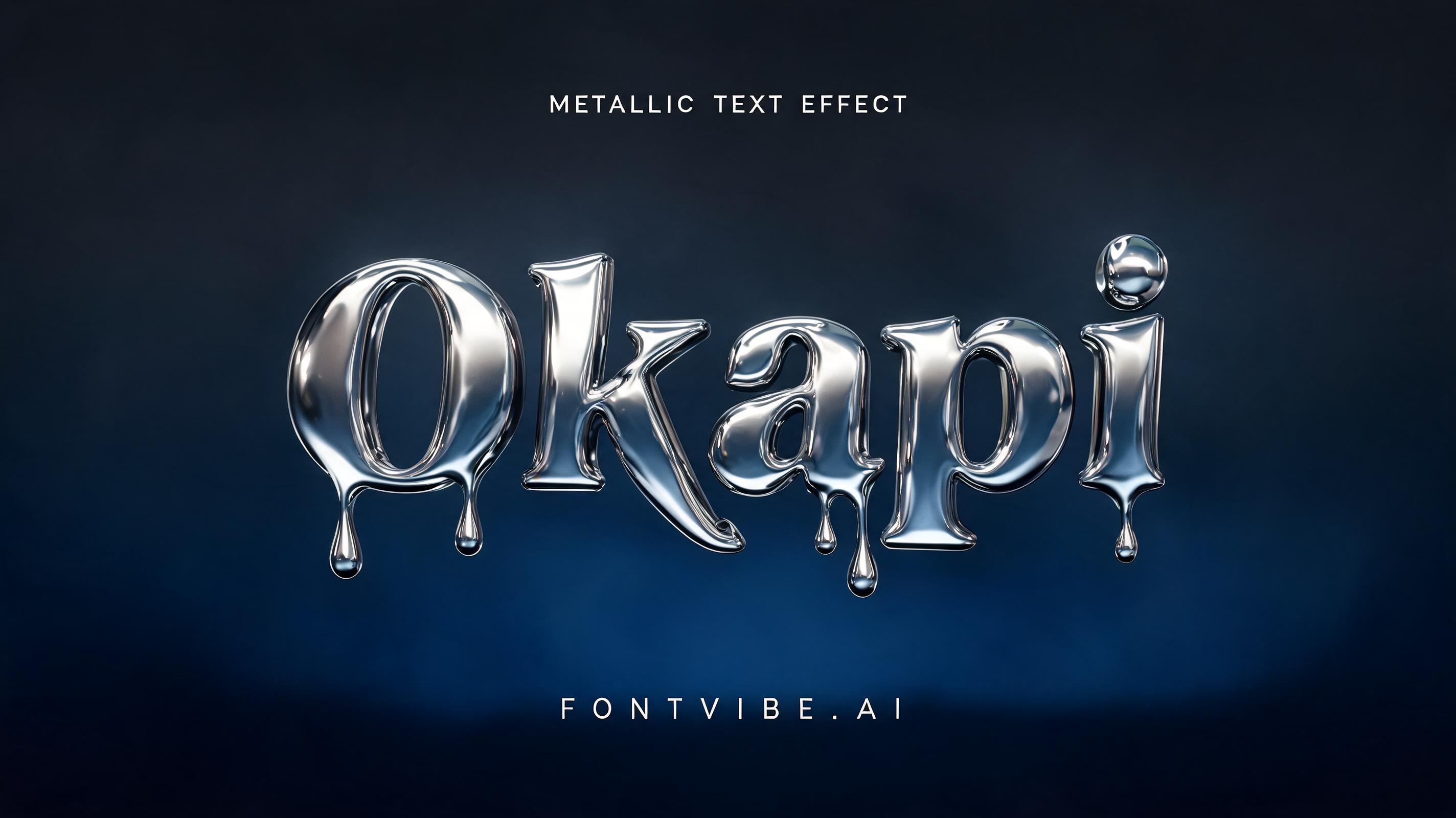 "Okapi" — Metallic | AI Text Effect Generator