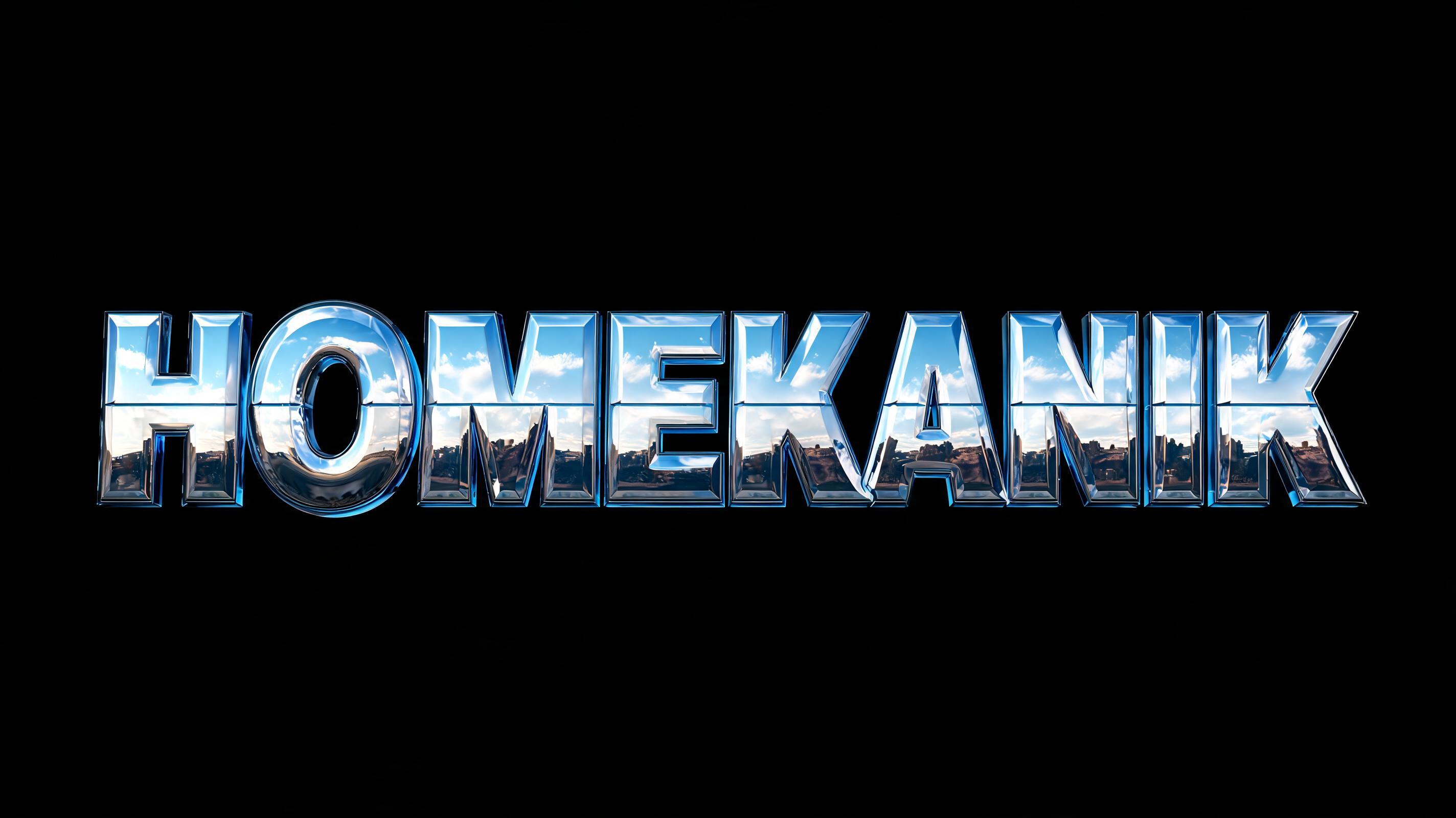 "HOMEKANIK" — Chrome Metal 3d | AI Text Effect Generator