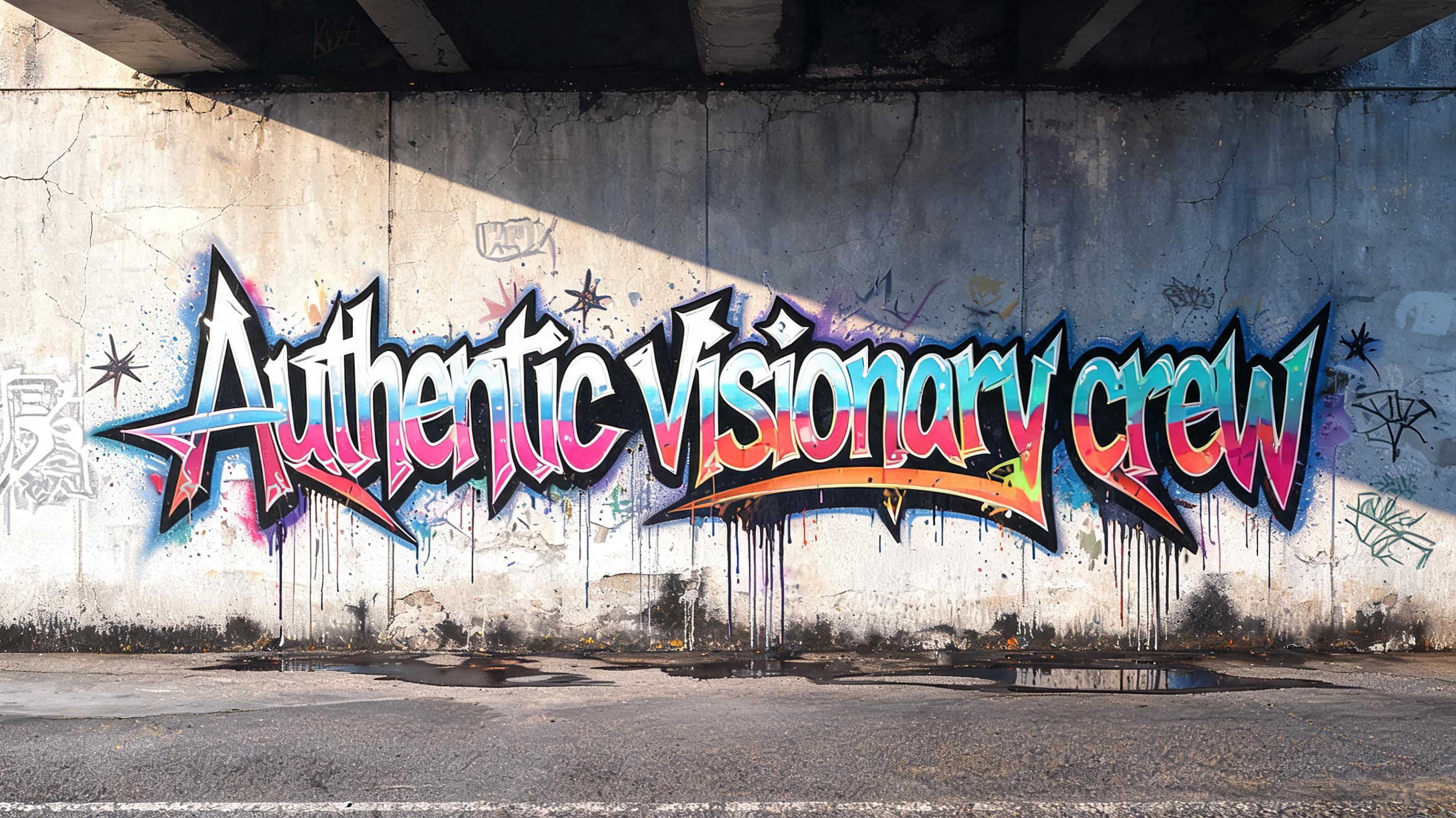 "Authentic visionary crew" — Graffiti | AI Text Effect Generator