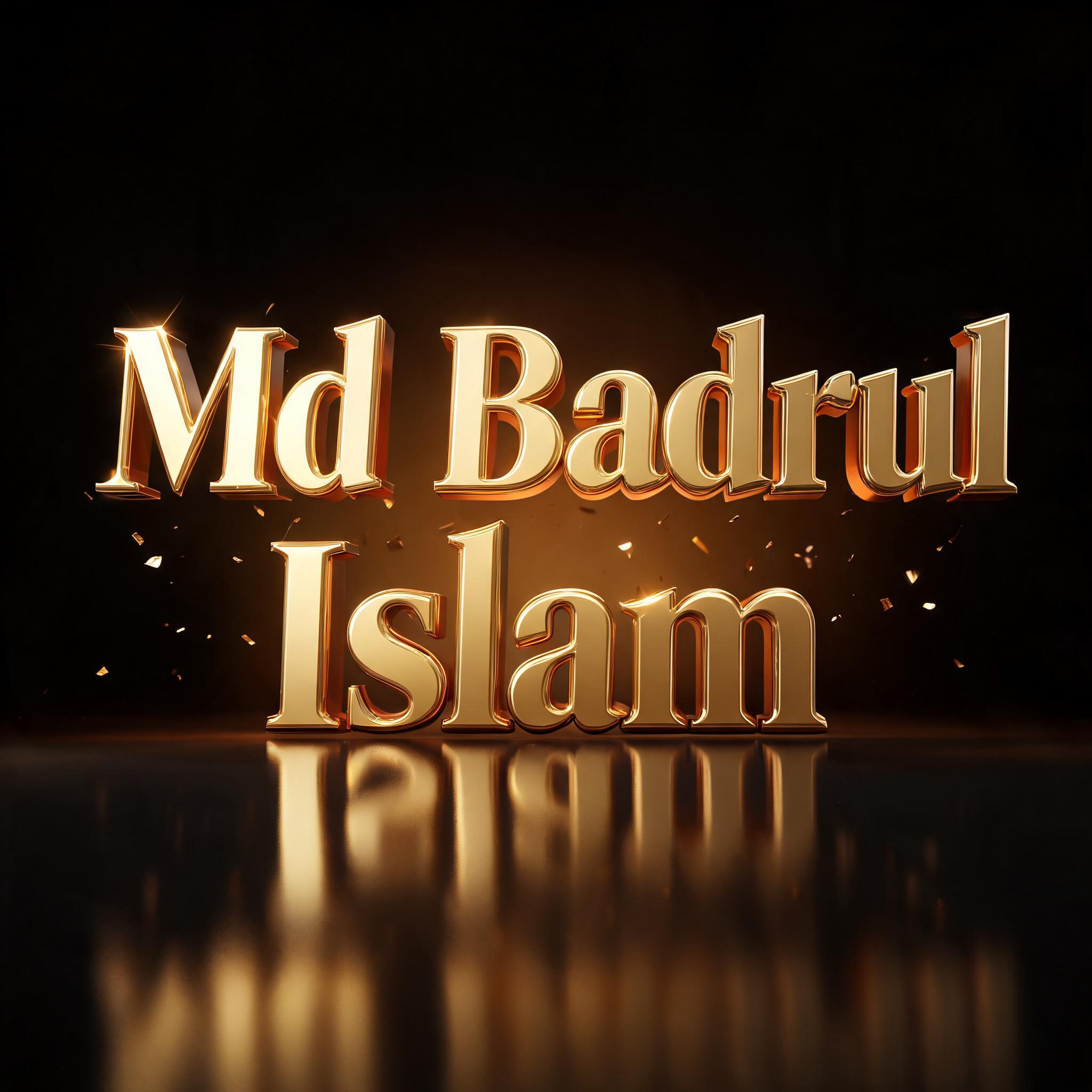 "Md Badrul Islam" — 3d Bold Gold | AI Text Effect Generator