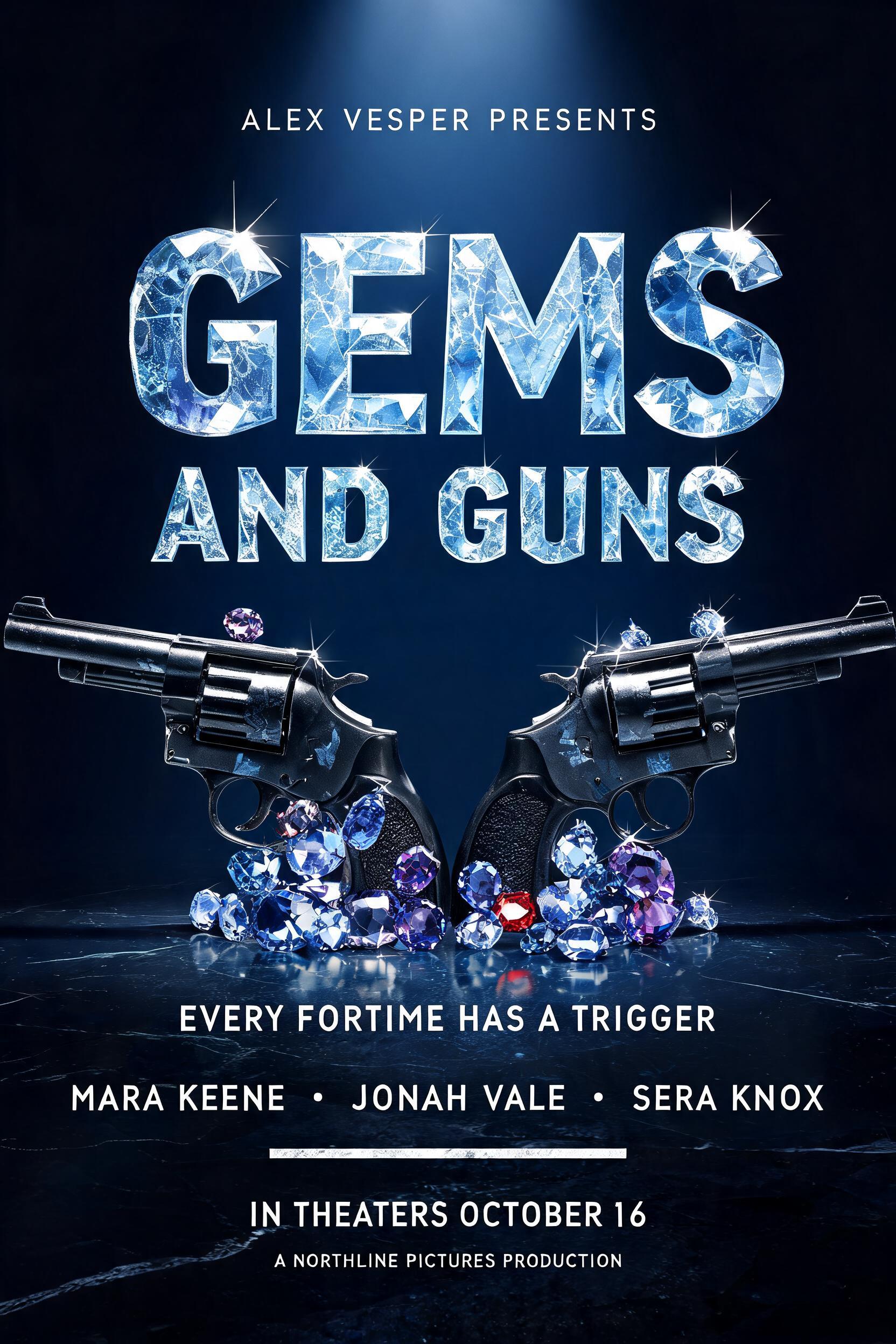 "GEMS AND GUNS" — Glass Crystal | AI Text Effect Generator