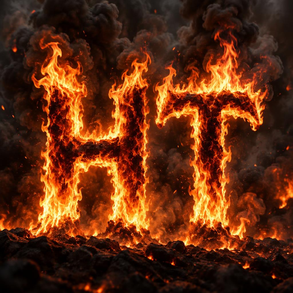 "HT" — Fire Smoke | AI Text Effect Generator