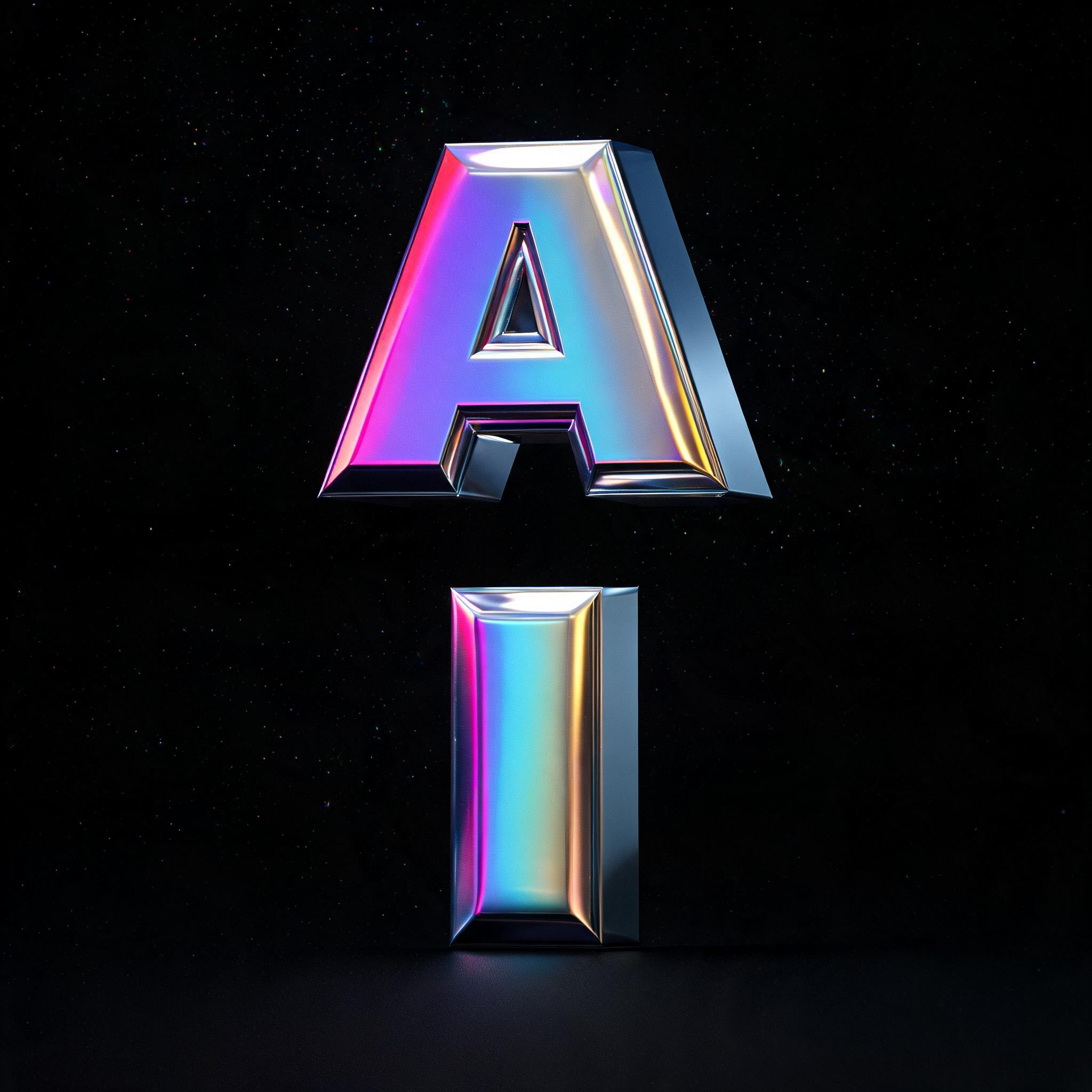 "AI 
" — 3d Bold Holographic text effect