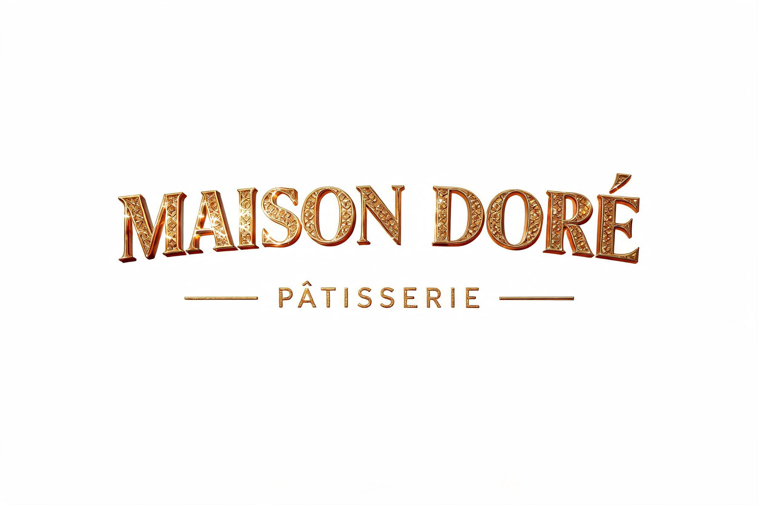 "MAISON DORÉ
PÂTISSERIE" — 3d Bold Gold | AI Text Effect Generator