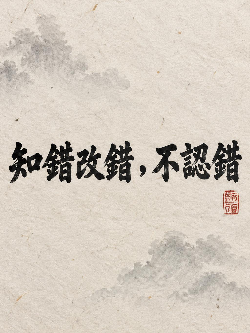 "知錯改錯，不認錯" — Brush Chinese Ink | AI Text Effect Generator